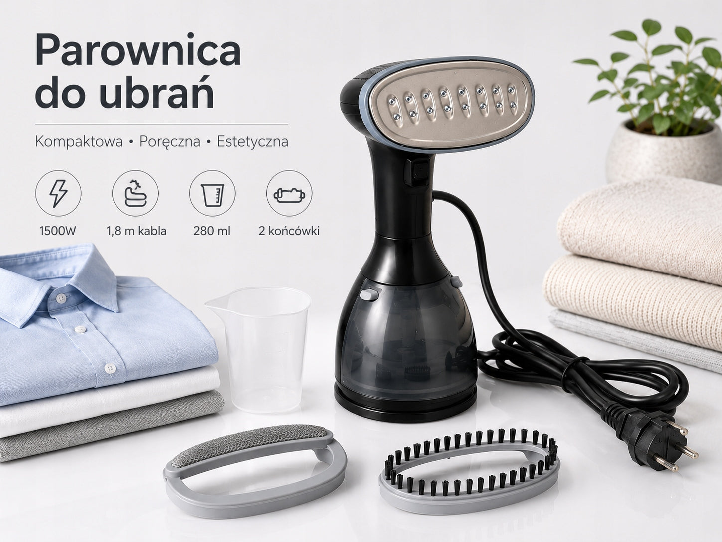 CLOTHES STEAMER 1500W STEAMER MANUAL 3 MODES VERTICAL IRONING 280ML Packaging status original