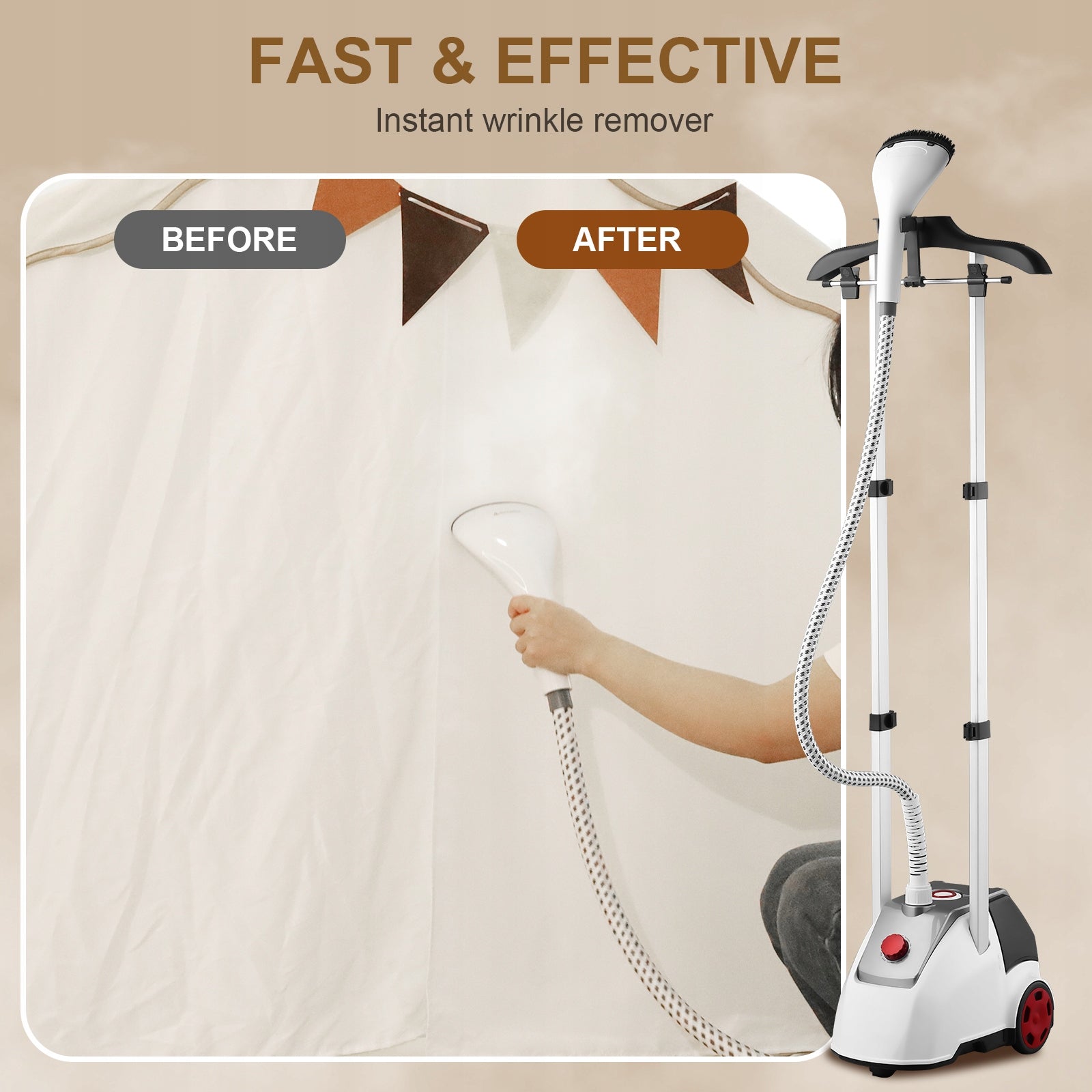 CLOTHES STEAMER 2000w +60 MINUTES CONTINUOUS STEAM Type standing
