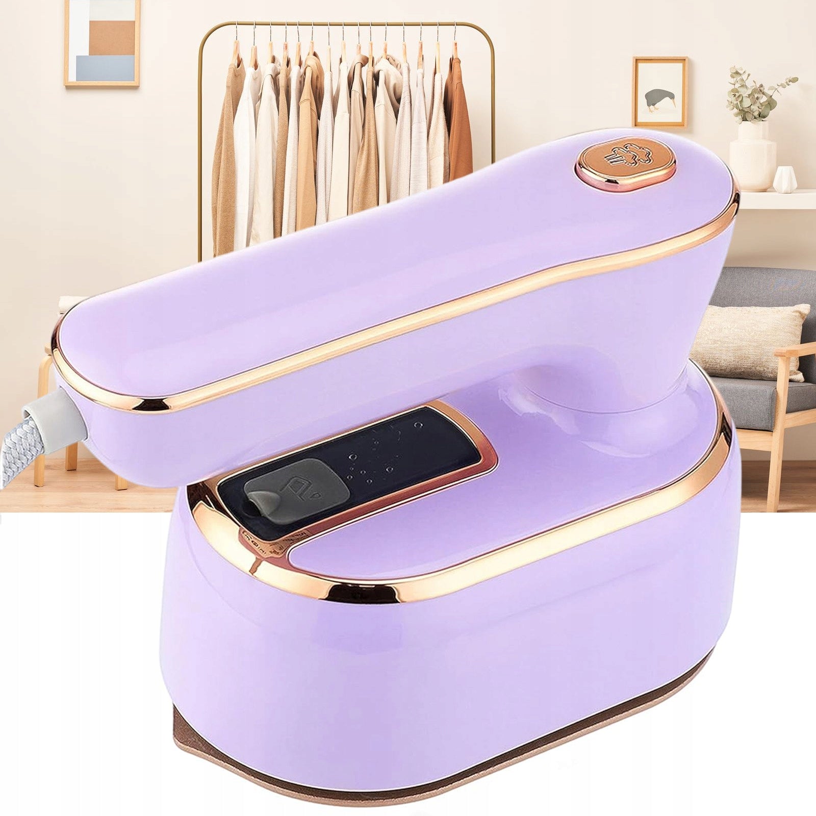 CLOTHES STEAMER Foldable Steam iron For Home&TRAVEL Wet/Dry Modes 2-in-1 Dominant color purple
