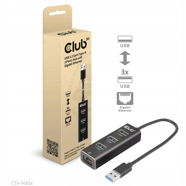 CLUB3D CSV-1430a Wired USB 3.2 Gen 1 (3.1 Gen 1) Type-A Black Manufacturer CLUB3D