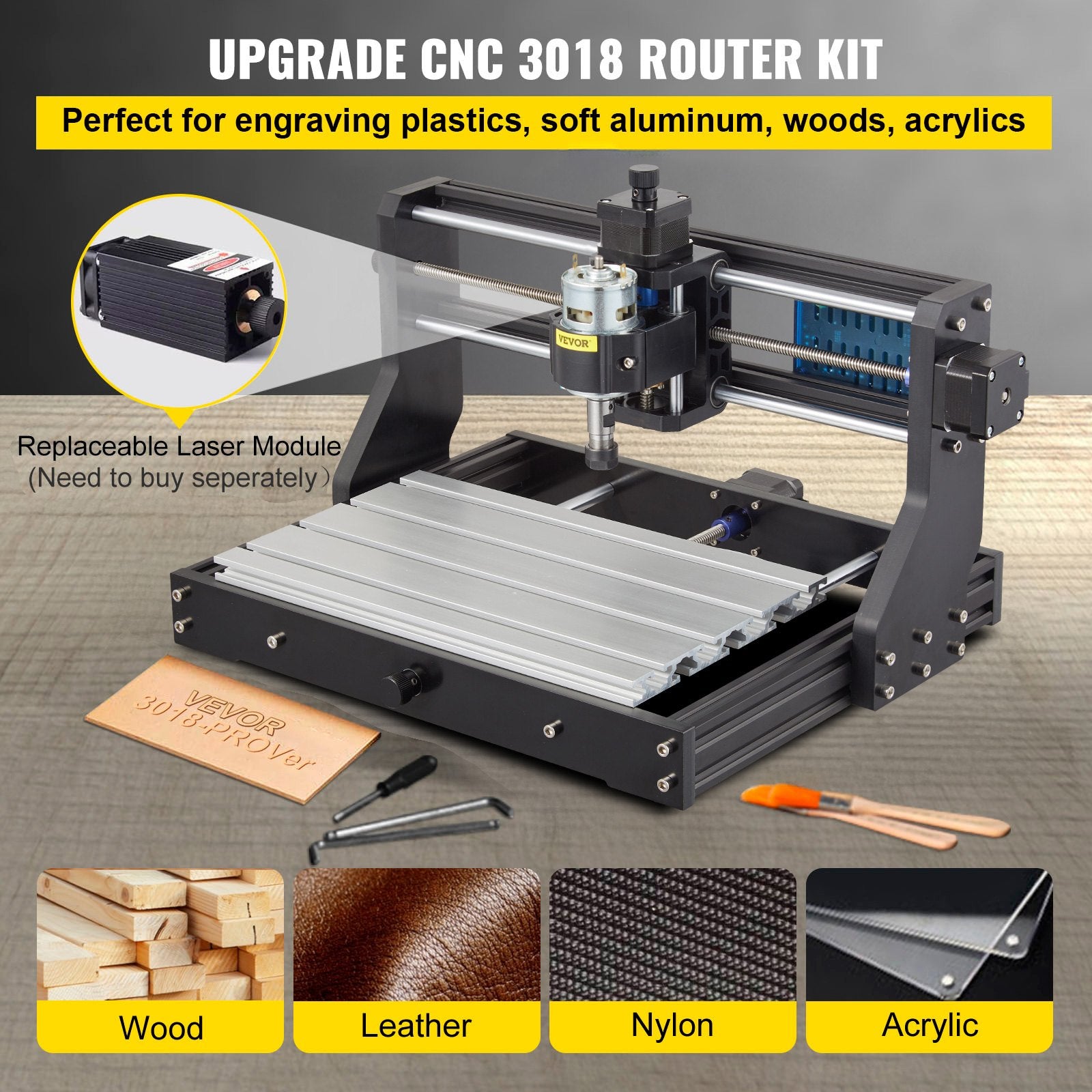 CNC ENGRAVING MACHINE 3018 Pro 3 Axial 300x180x45mm 10000 rpm Manufacturer code VG-S3018 Pro