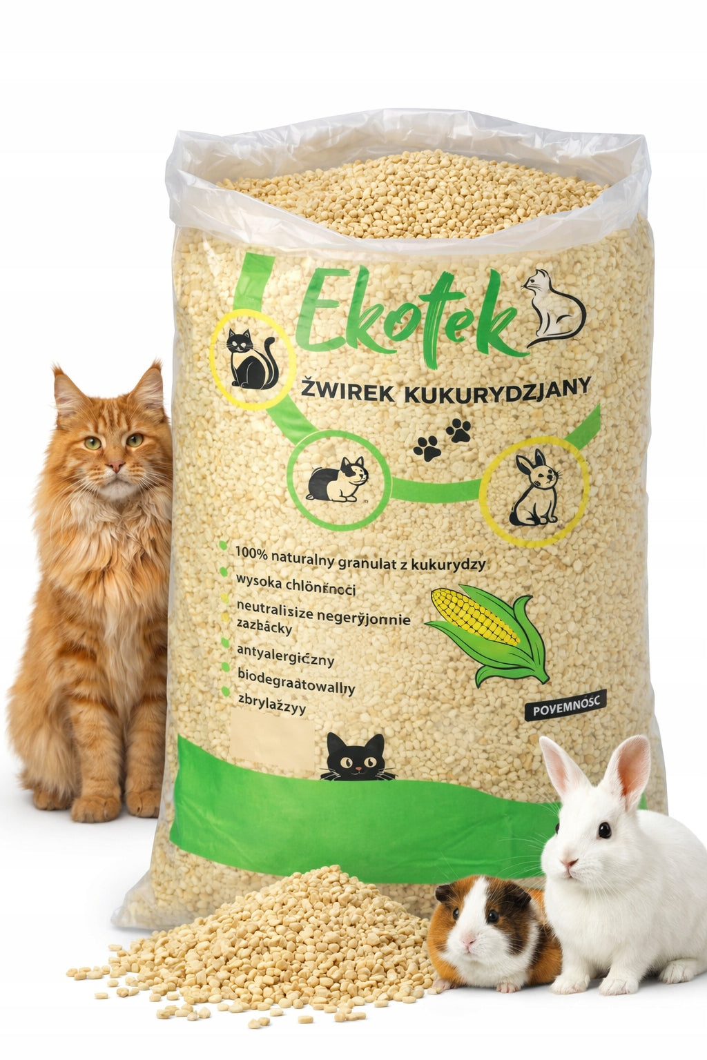 COARSE corn litter EKOTEK 20L for cats 12 kg