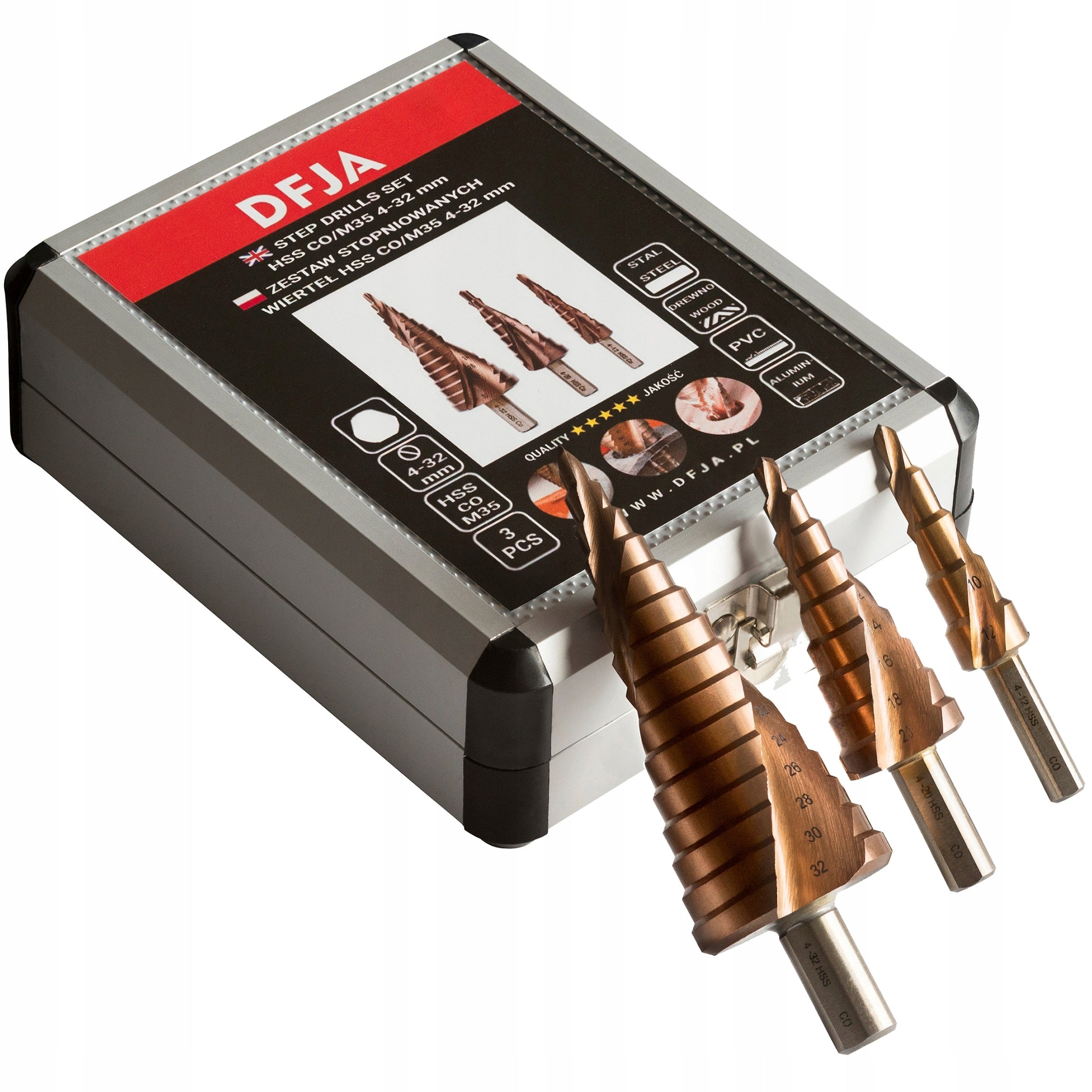 COBALT DRILL BITS CONICAL FOR STEEL METAL SET HSS CO/M35