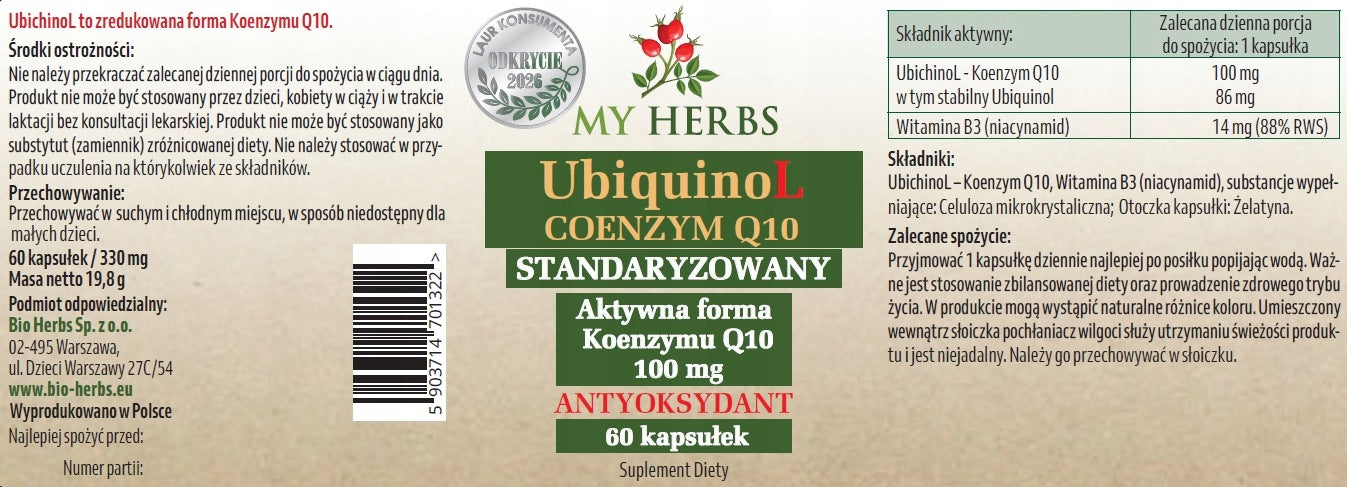 COENZYME Q10 UbiquinoL 100mg 60pcs Packaging status original