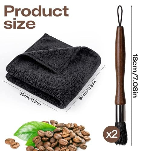 COFFEE CLEANING BRUSHES SET OF 2 WALNUT BARISTA WOOD Kind Blades