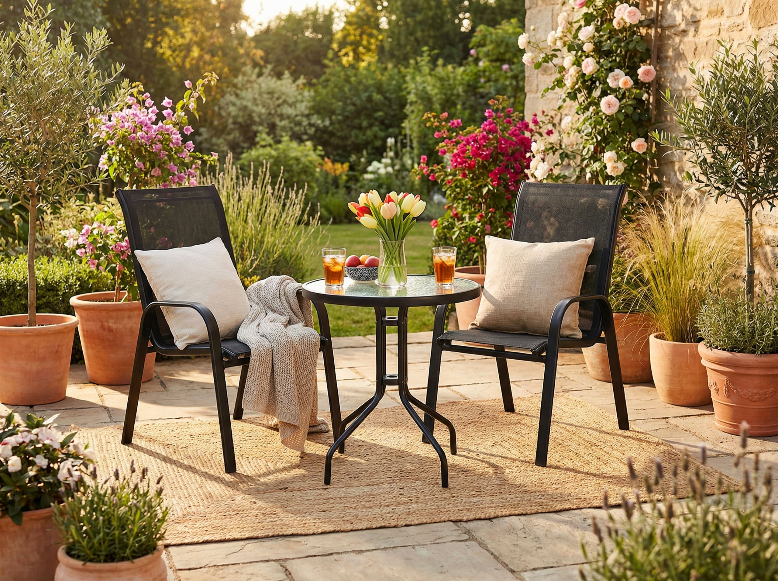 COFFEE GARDEN FURNITURE SET ROUND TABLE + 2 CHAIRS FOR TERRACE BALCONY Manufacturer code 610175MG