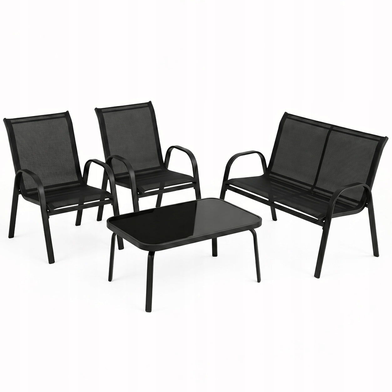 COFFEE Garden Furniture Set DINING Sofa 2 Chairs Table Color gray