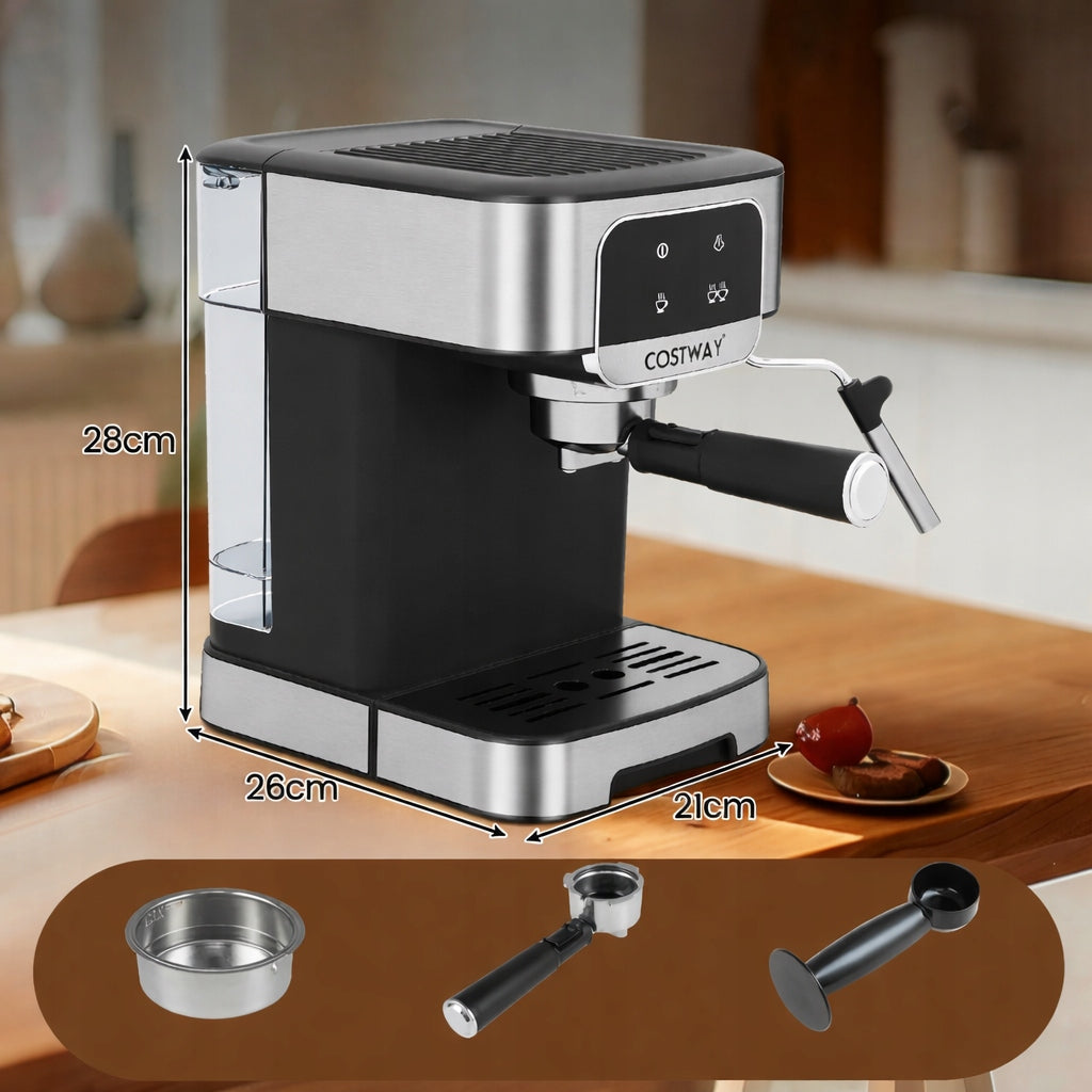 COFFEE MAKER 20 BAR 1200W MILK FROTHER LATTE CAPPUCCINO COSTWAY Manufacturer code ES10584DE-SL