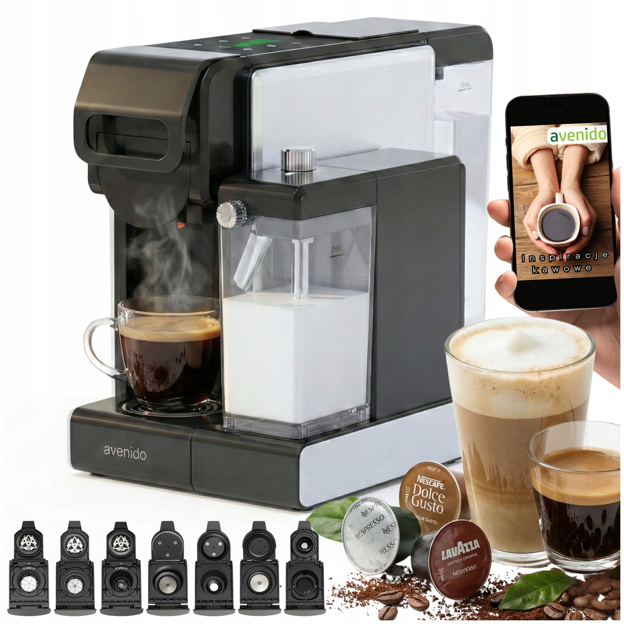 COFFEE MAKER FOR CAPSULES MILK Nespresso Dolce Gusto Tchibo Caffissimo