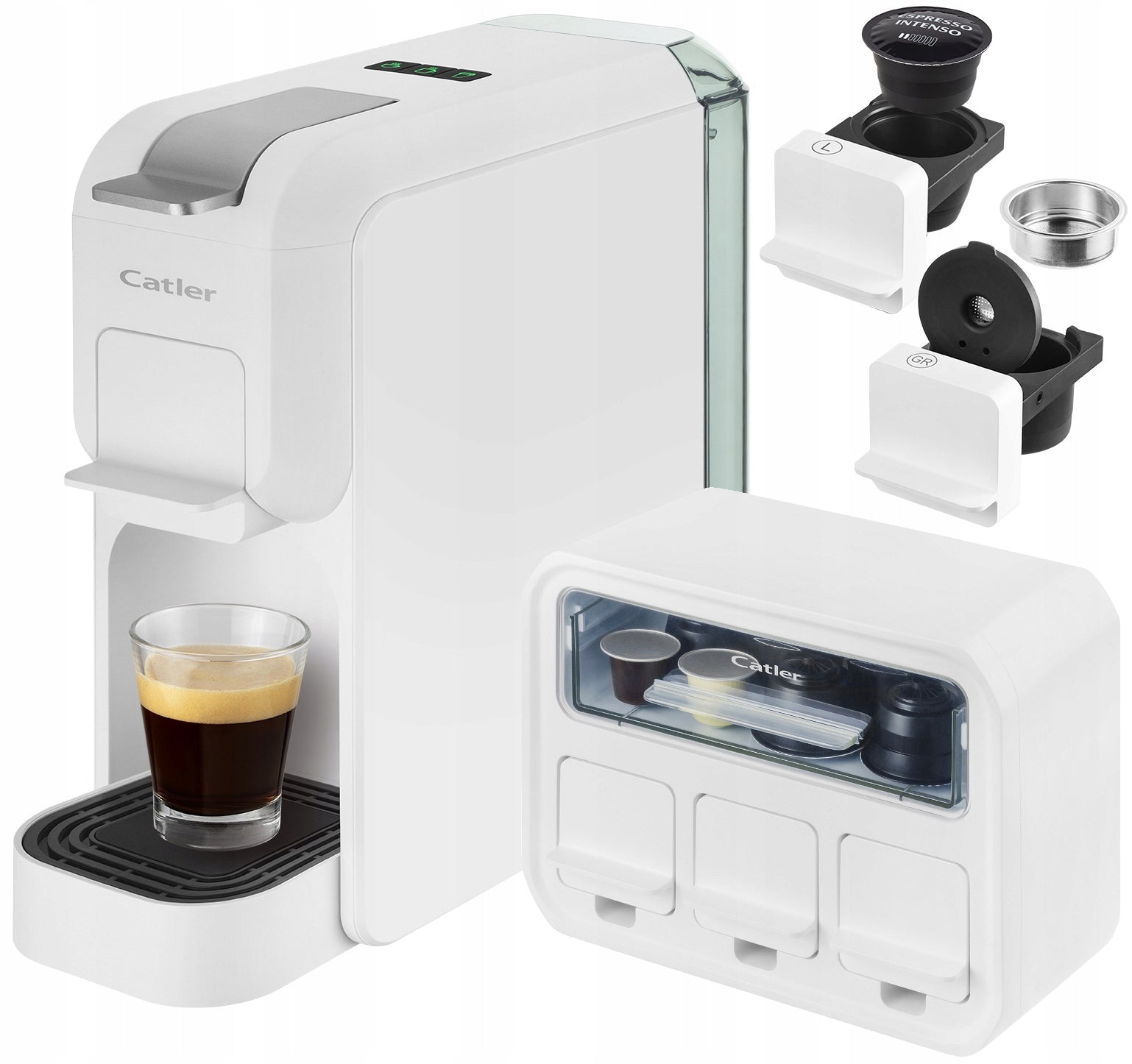 COFFEE MAKER FOR UNIVERSAL CAPSULES CATLER 720 IN 800 ML 15 BAR DRAWER