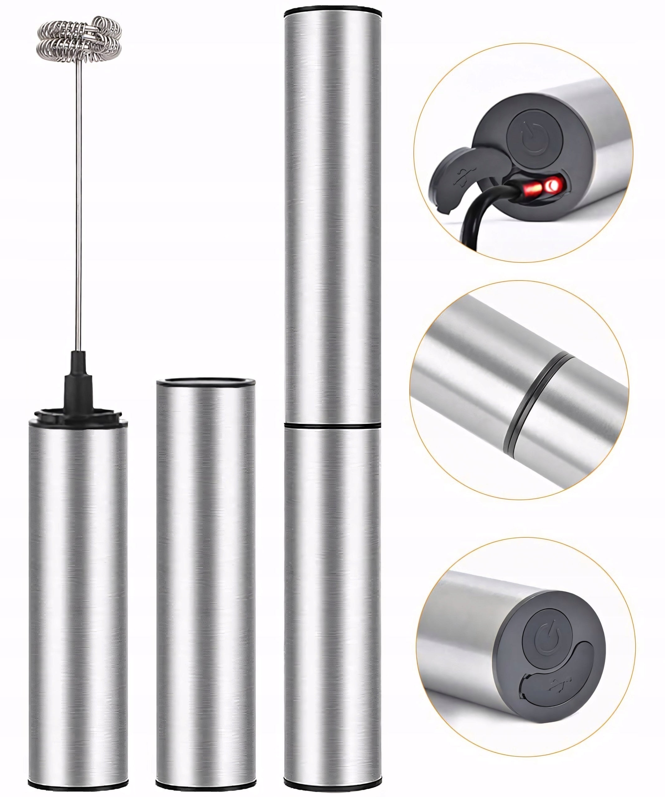 COFFEE MILK FROTHER STAINLESS STEEL 19000 rpm QUIET STRONG Dominant color silver/gray