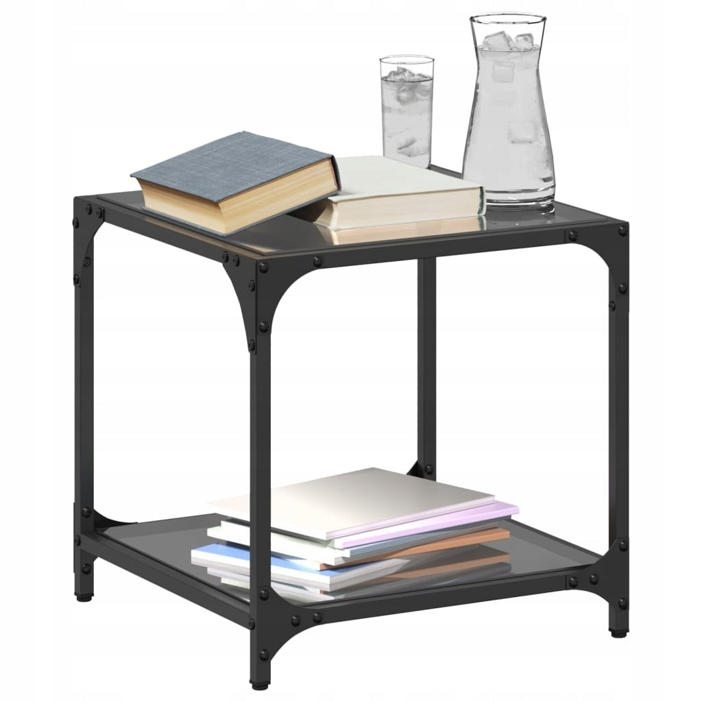 COFFEE TABLES WITH BLACK GLASS TOP 2 PCS. 40X40X40CM Brand VidaXL