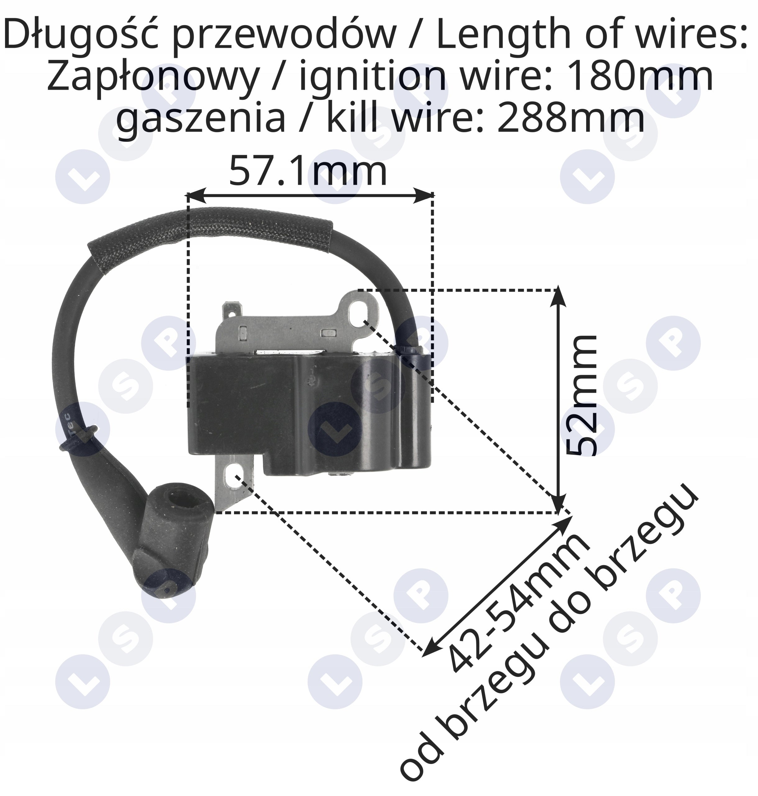 COIL SPARK PLUG IGNITION MODULE FOR STIHL MS170-2MIX MS180-2MIX MS170 MS180 Length 1 m