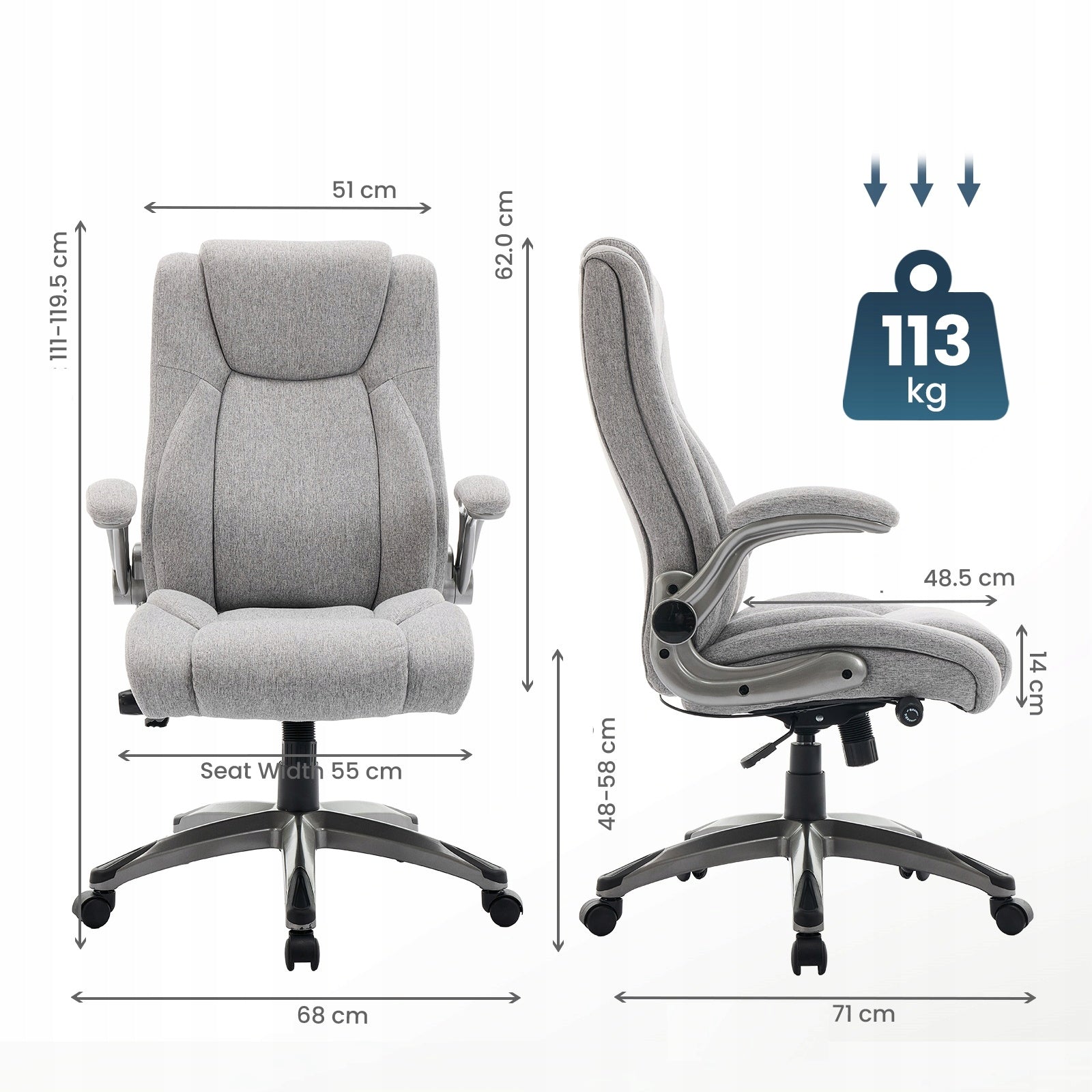 COLAMY Ergonomic Executive Office Chair with Adjustable Lumbar Suppor Manufacturer code 91287-GY-FB