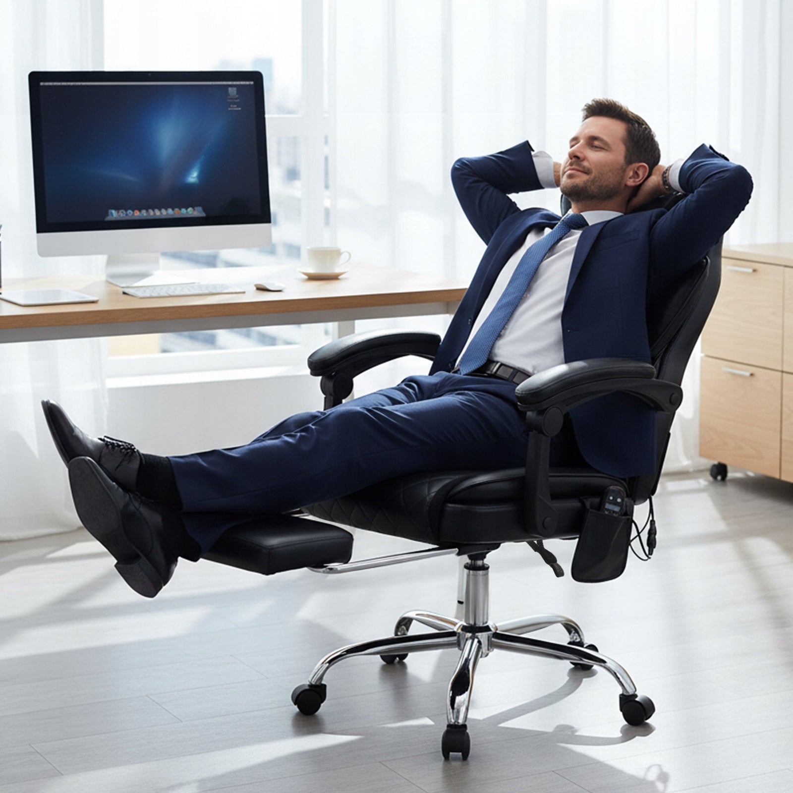 COLAMY Massage Office Chair with Heat and 6 Vibration Points with Footrest Manufacturer code OCS09-BK-FL