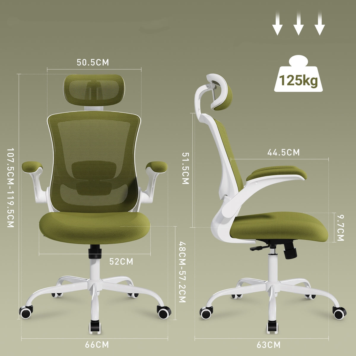 COLAMY Office Chair Mesh Computer Chair with Adjustable Headrest Armrest Manufacturer code 9050-GN