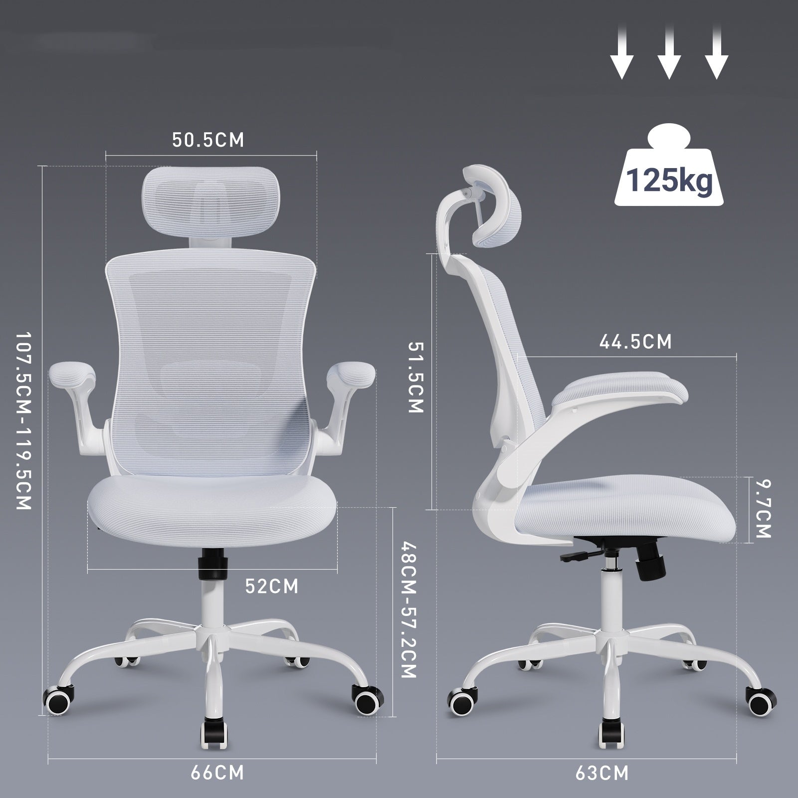 COLAMY Office Chair Mesh Computer Chair with Adjustable Headrest Armrest Manufacturer code 9050-WH