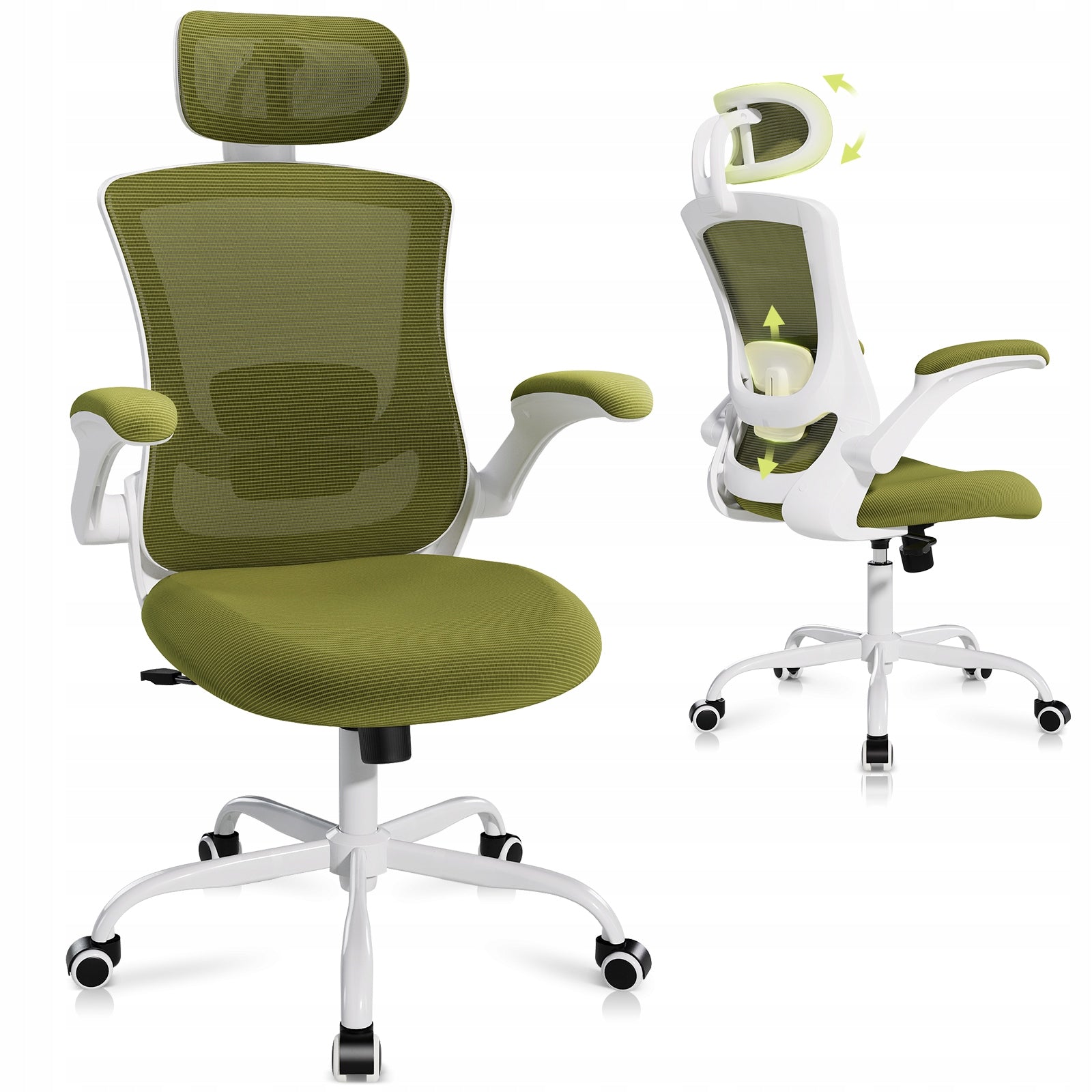 COLAMY Office Chair Mesh Computer Chair with Adjustable Headrest Armrest