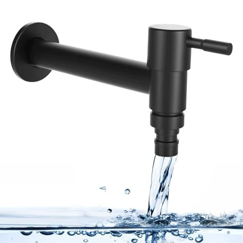 COLD WATER FAUCET STEEL BLACK FOR BATHROOM GARDEN WASHING MACHINE HOME INSTALLATION Brand no brand