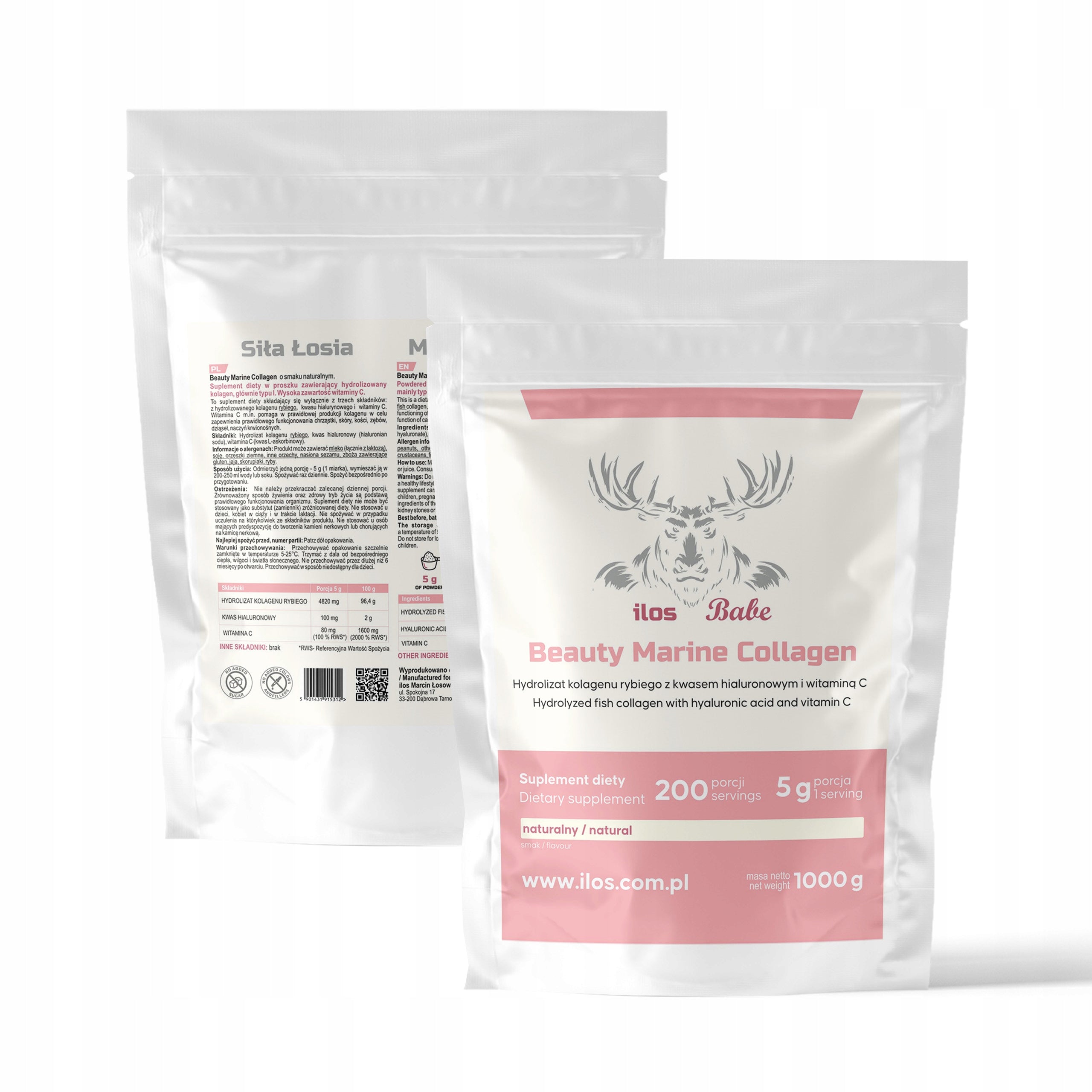 COLLAGEN FISH HYALURONIC ACID VITAMIN C NATURAL 1 kg HAIR SKIN ilos Packaging status original
