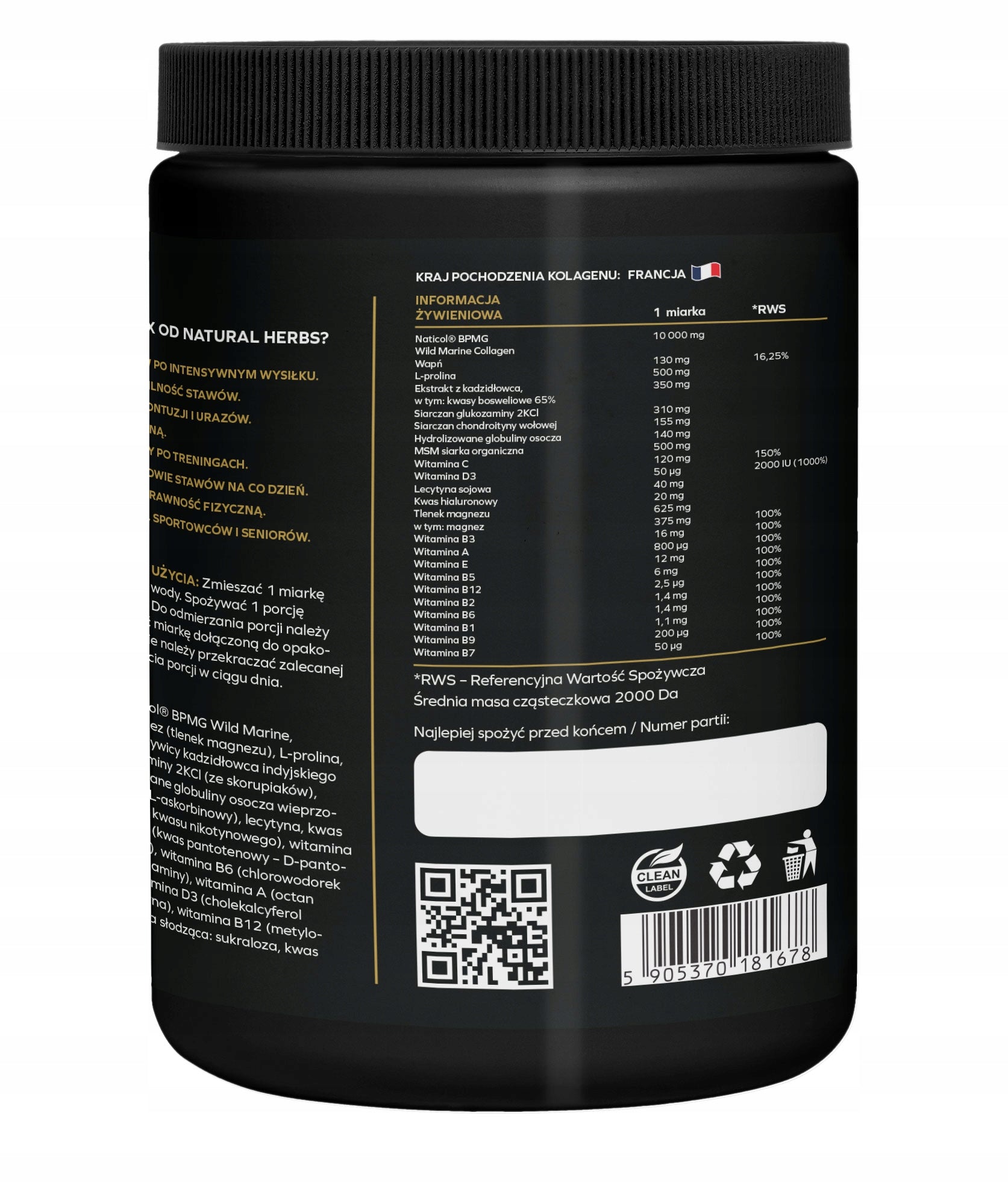 COLLAGEN FLEX with Orange Flavour Protection of Bones and Joints Muscles Calcium 800 g Brand Natural Herbs