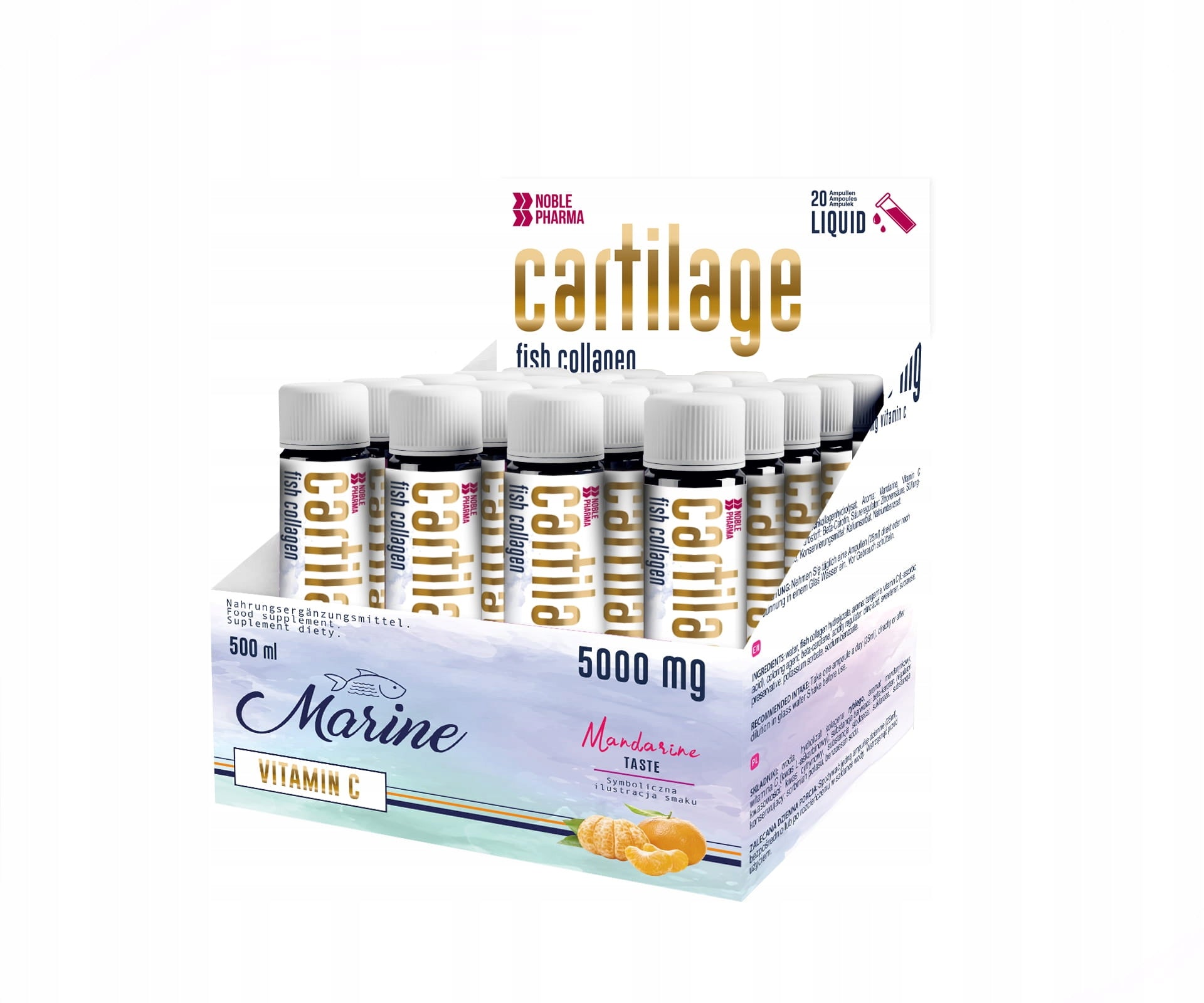 COLLAGEN HYDROLYZATE NOBLE PHARMA CARTILAGE MARINE 20 AMPOULES FISH COLLAGEN EAN (GTIN) 4260349717793