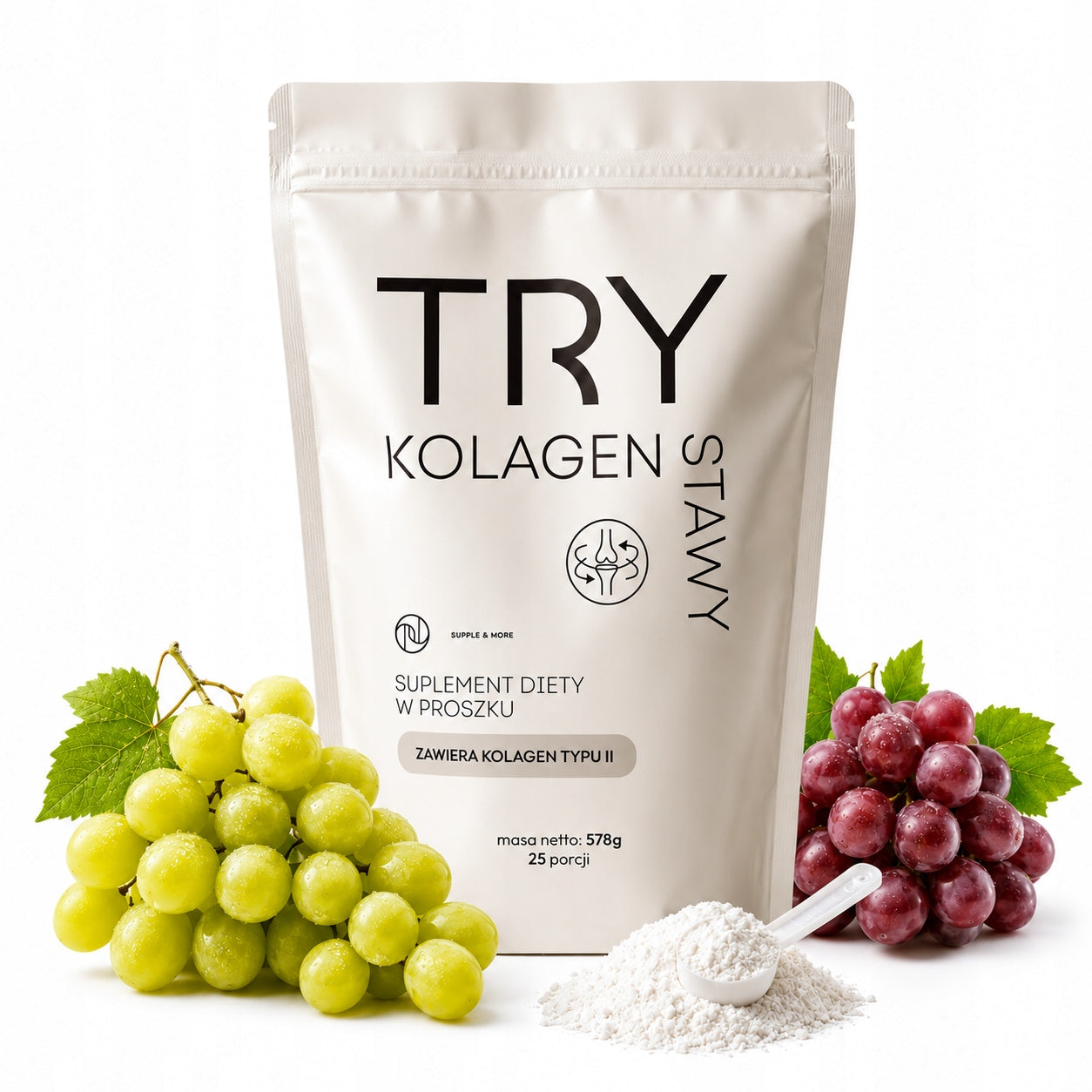 COLLAGEN JOINTS TYPE II 500 g grape VITAMIN C GLUCOSAMINE