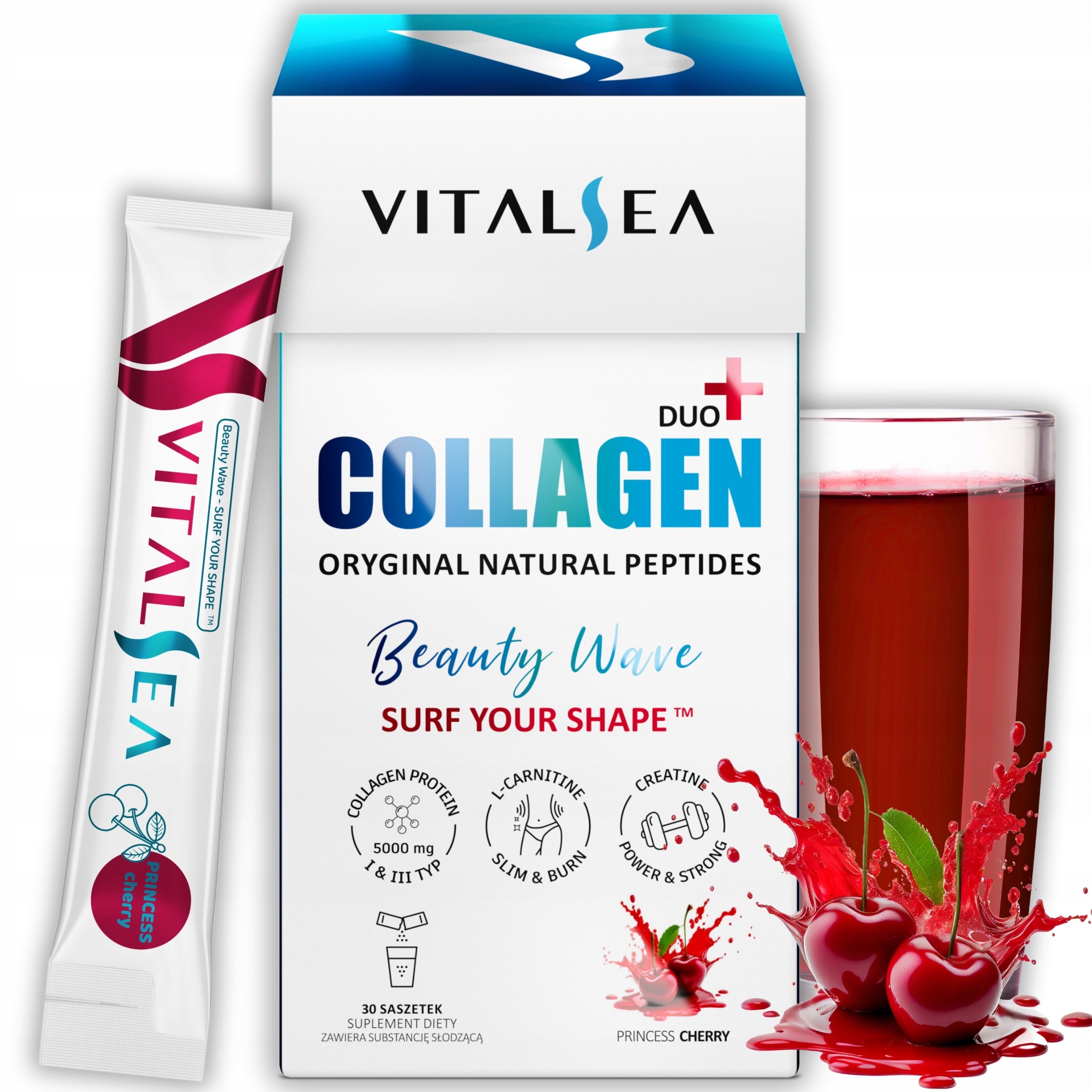 COLLAGEN Liquid Joint Supplement Powder Beef Cherry Creatine 5000 mg 30 pcs