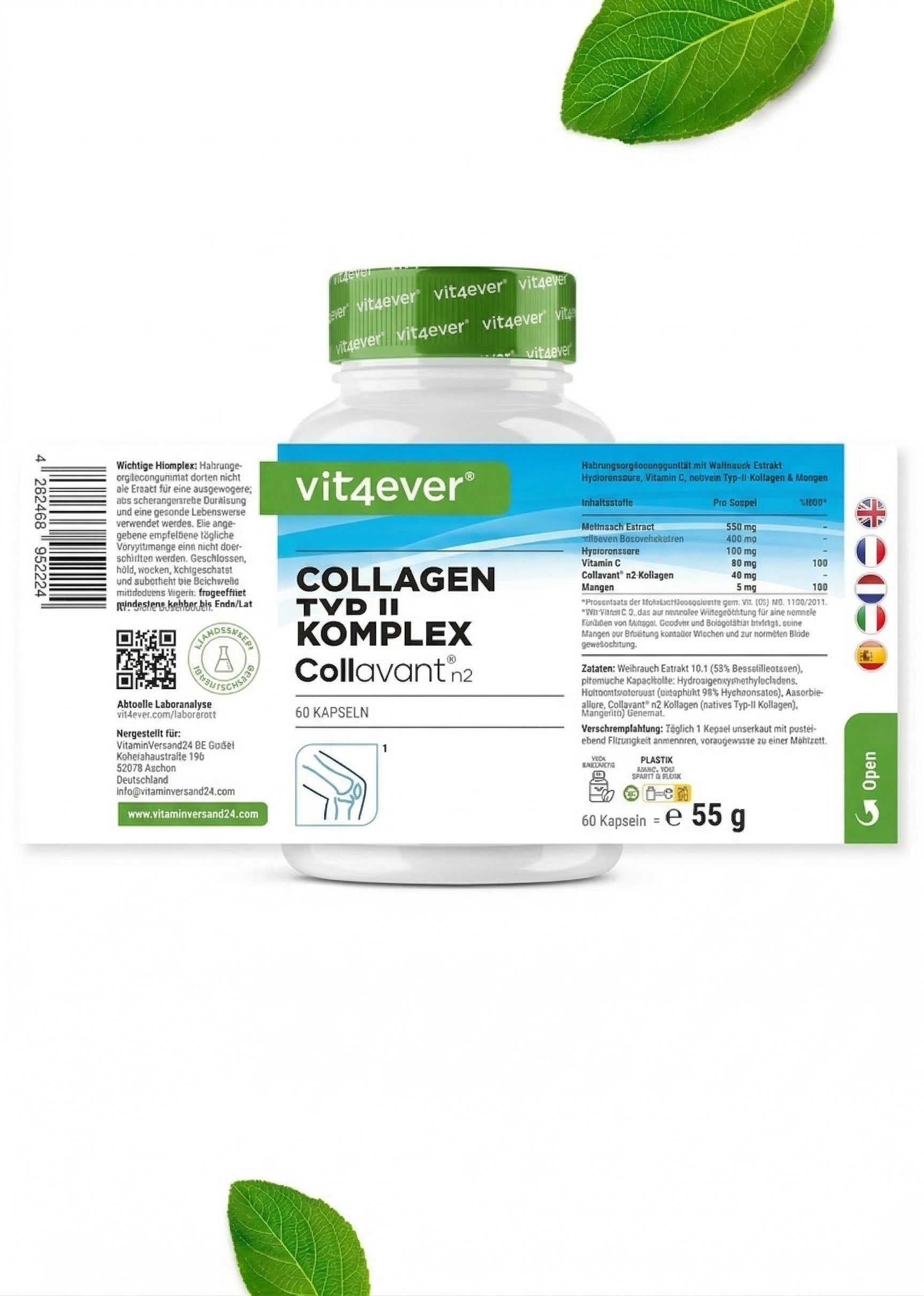 COLLAVANT N2- COLLAGEN COMPLEX TYPE 2 60 CAPSULES VIT4EVER Manufacturer code vit4-479