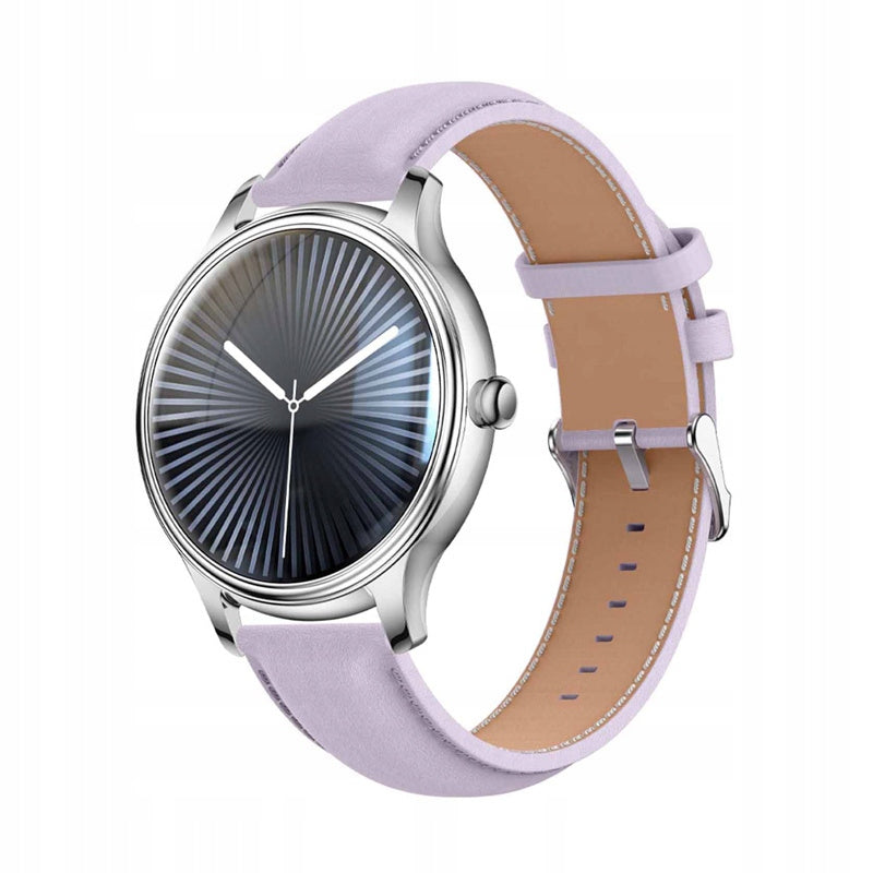 COLMI L28 Smartwatch Watch Silver-Violet + Purple Leather Strap