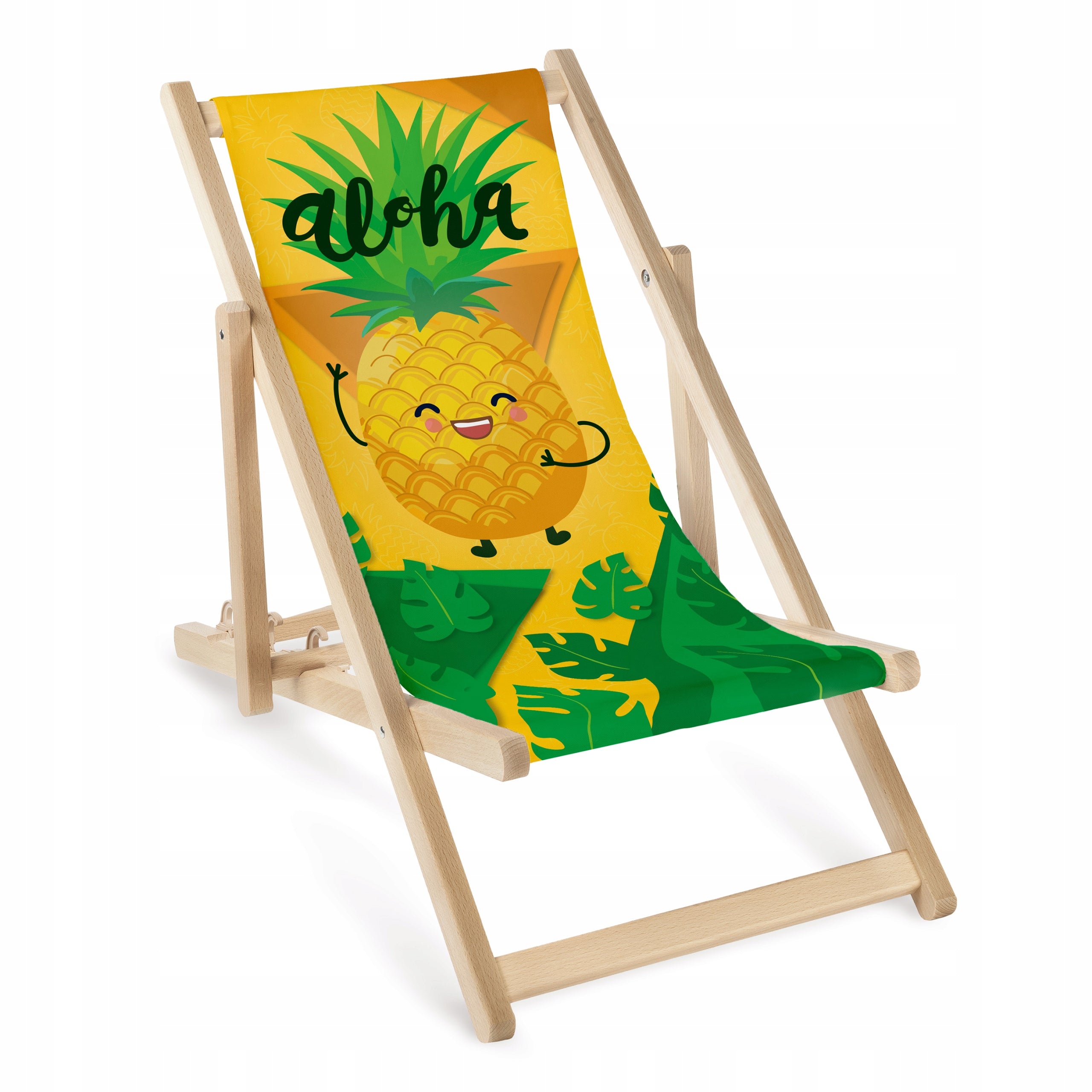 COLORFUL CHILDREN'S LOUNGER WITH PRINT WOODEN GARDEN LOUNGER FOR CHILDREN