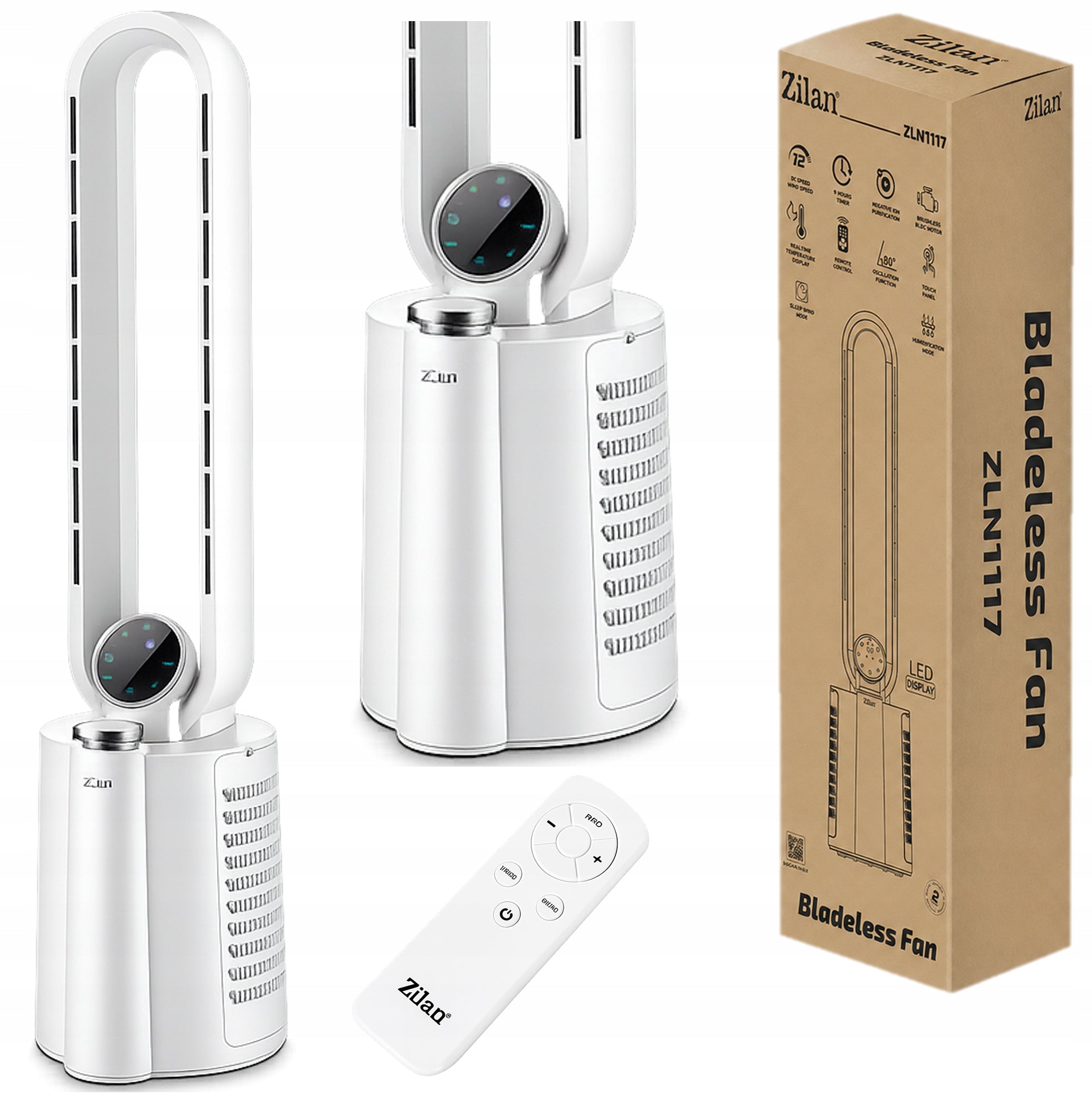 COLUMN FAN BLADELESS HUMIDIFICATION AROMA UV REMOTE CONTROL QUIET 40dB