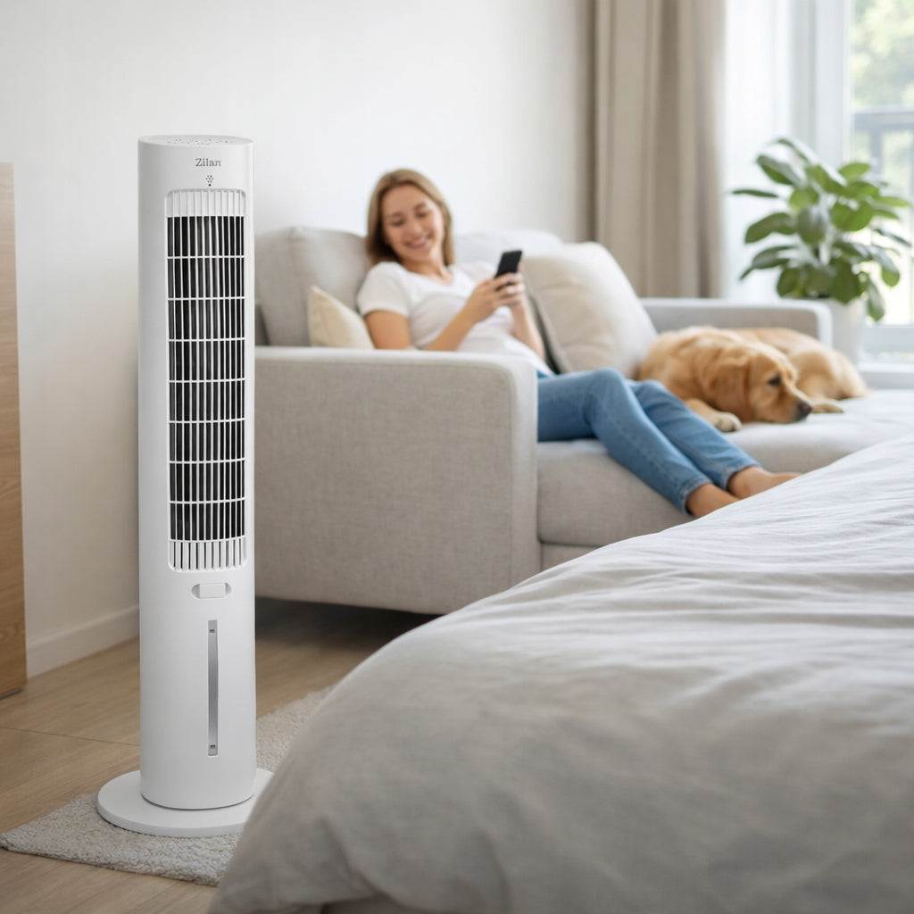 COLUMN FAN COOLING HUMIDIFICATION AROMOTHERAPY XXL LED REMOTE CONTROL 60W Model TOWER FAN COOLER