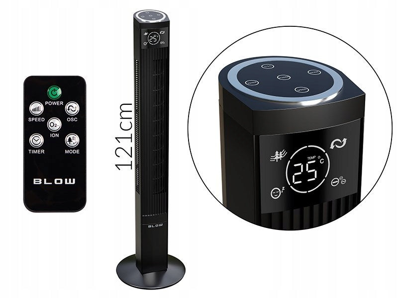 COLUMN FAN FLOOR FAN STANDING BLOW BLACK POWERFUL REMOTE CONTROL 90W Packaging status original