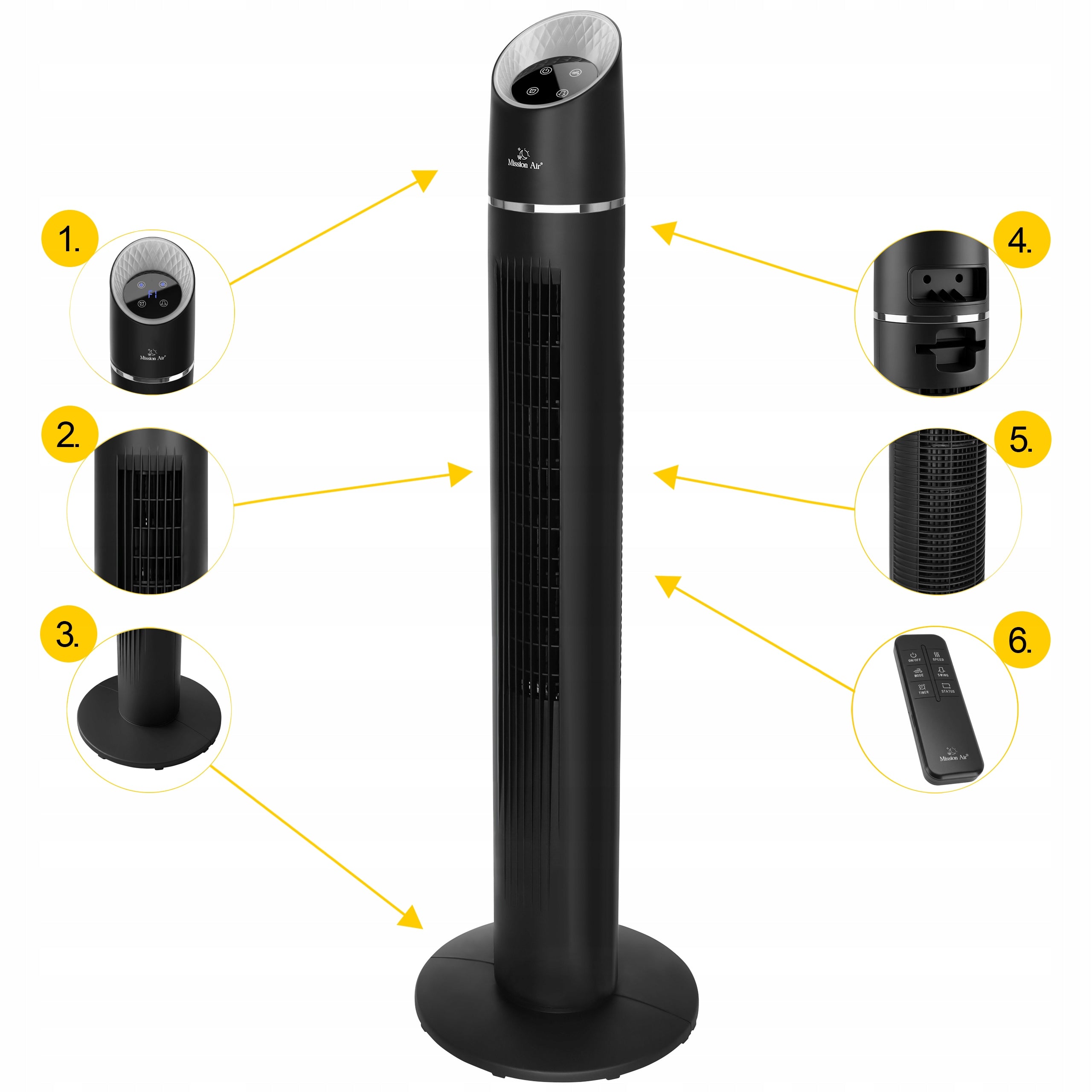 COLUMN FAN Floor Standing Fan High TOWER FAN XL black Dominant color black