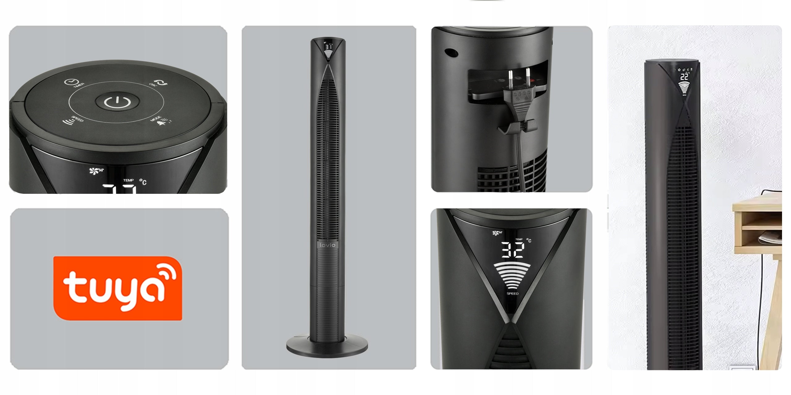 COLUMN FAN Floor Standing Fan QUIET WITH REMOTE CONTROL WiFi 118 cm Packaging status original