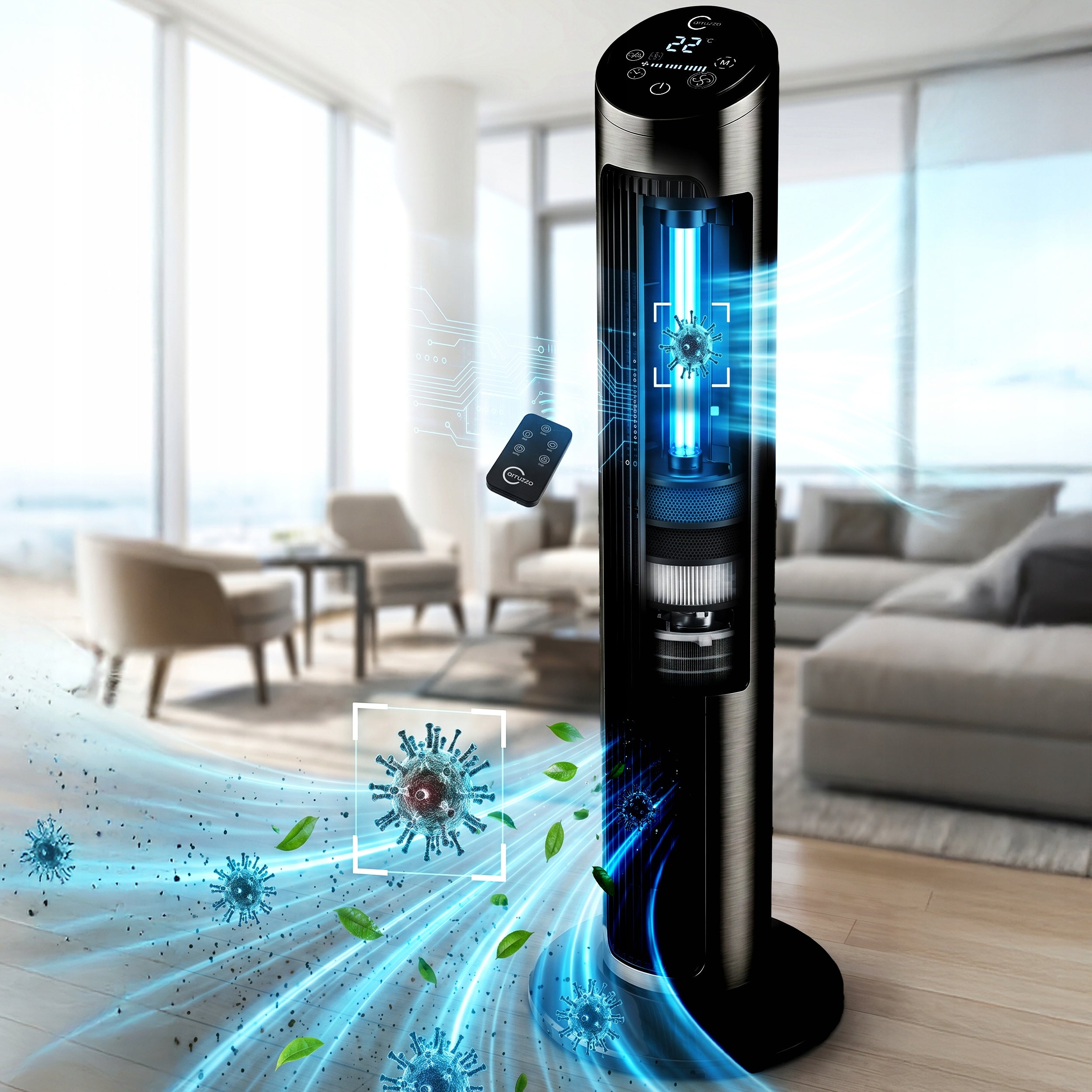 COLUMN FAN IONIZATION RANGE QUIET Floor Windmill Standing 102cm Brand Carruzzo