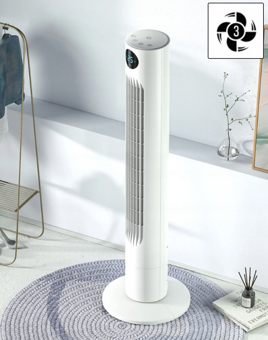 COLUMN FAN XL 60W WHITE SILENT LED PANEL REMOTE CONTROL OSCILLATION THERMOMETER Dominant color white