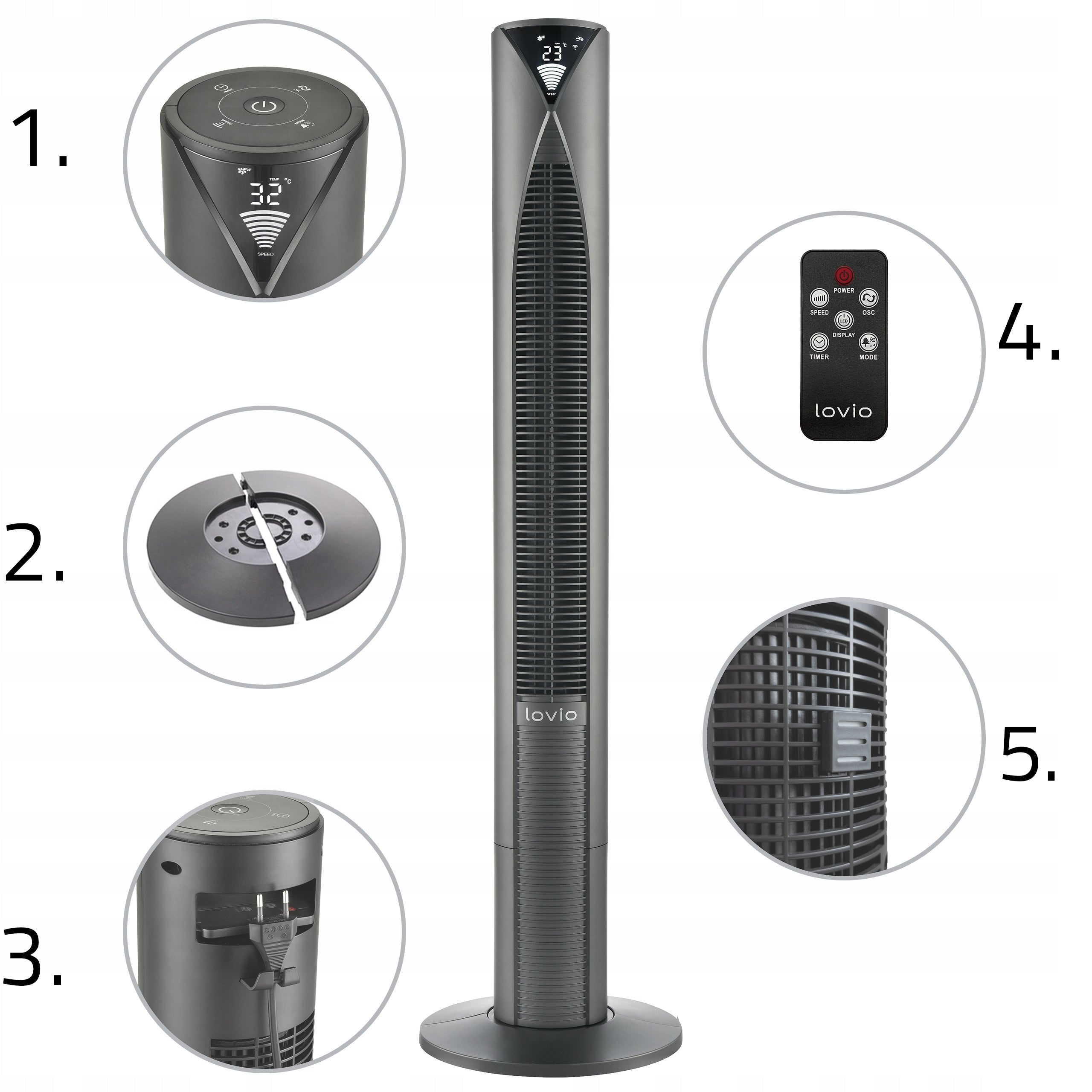 COLUMN FAN standing fan QUIET AROMA IONIZATION 118cm WiFi Tuya Fan type column