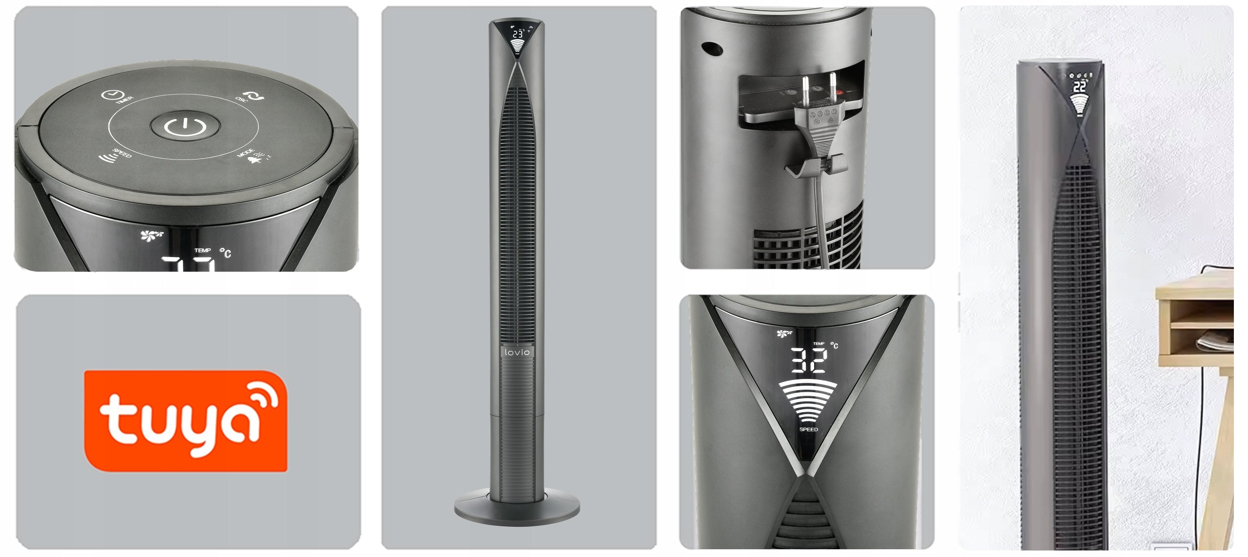 COLUMN FAN standing fan QUIET AROMA IONIZATION 118cm WiFi Tuya Packaging status original
