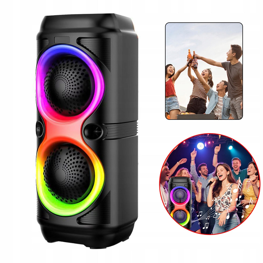 COLUMN SPEAKER PORTABLE LED BLUETOOTH WITH KARAOKE FUNCTION RADIO FM USB