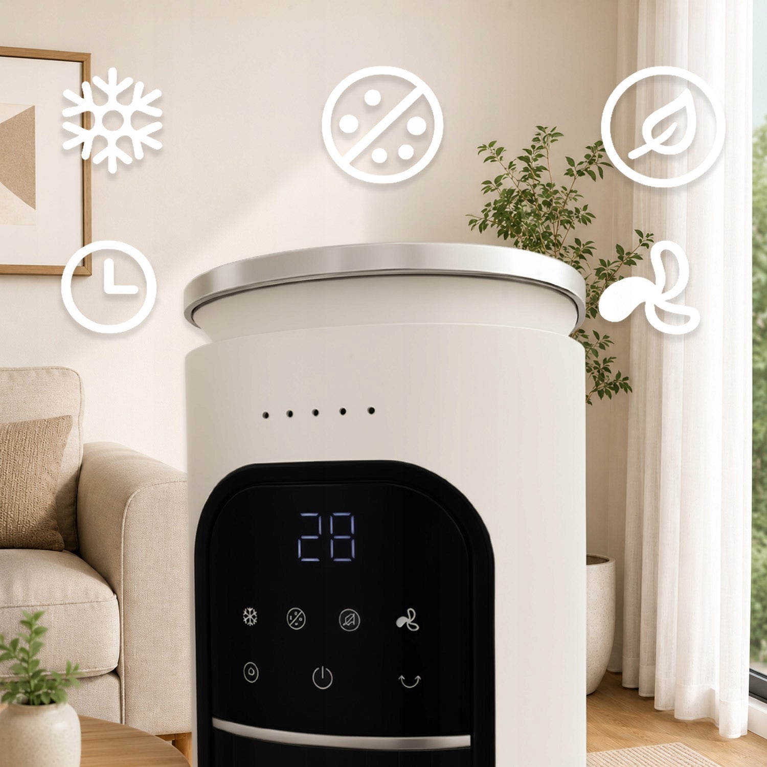 COLUMN WATER AIR CONDITIONER 200W PORTABLE AIR CONDITIONER FAN QUIET + REMOTE CONTROL Model KLIMATOR PRZENOŚNY WIATRAK STOJĄCY BIAŁY CICHY