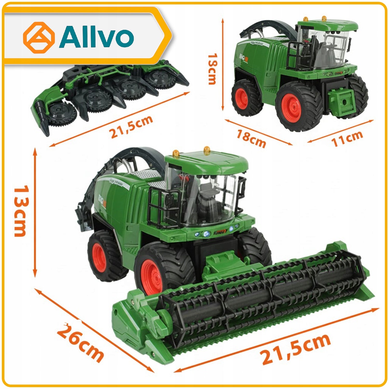 COMBINE HARVESTER REMOTE CONTROLLED REMOTE CONTROL 2X HEADER SMOKE SOUND LED AGRICULTURAL MACHINE Kid's age 3+ years