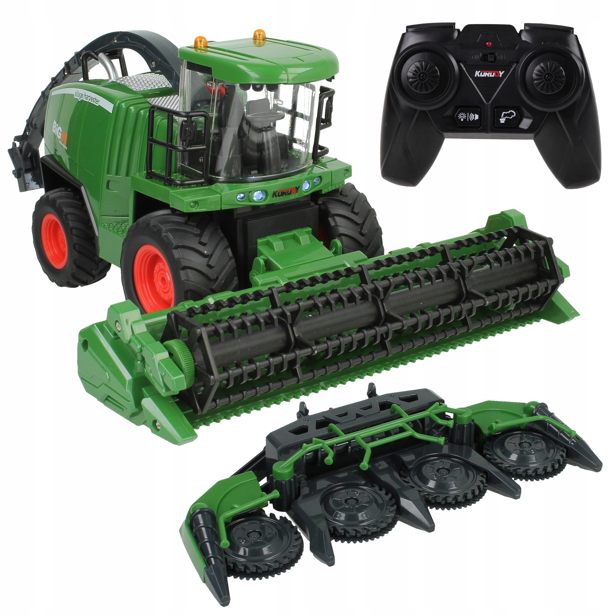 COMBINE HARVESTER REMOTE CONTROLLED REMOTE CONTROL 2X HEADER SMOKE SOUND LED AGRICULTURAL MACHINE