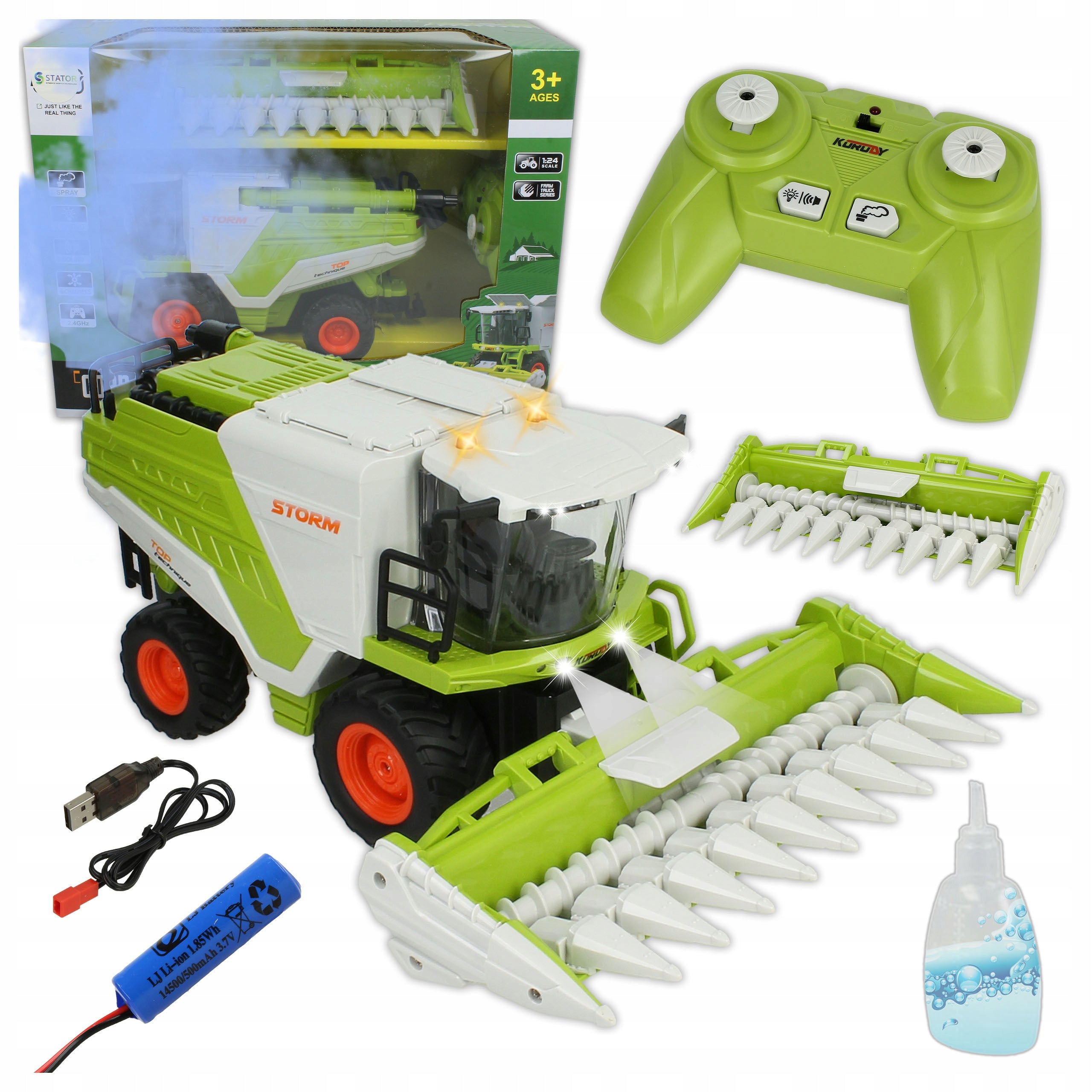 COMBINE HARVESTER REMOTE CONTROLLED REMOTE CONTROL SMOKE GENERATOR + LIGHTS CEREAL CONTAINER Packaging status original