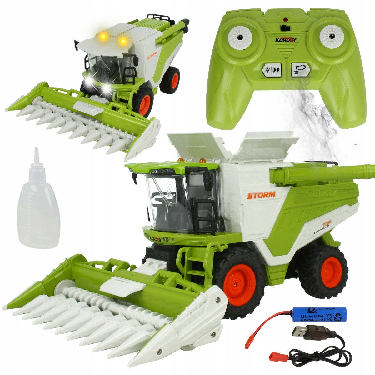 COMBINE HARVESTER REMOTE CONTROLLED REMOTE CONTROL SMOKE GENERATOR + LIGHTS CEREAL CONTAINER