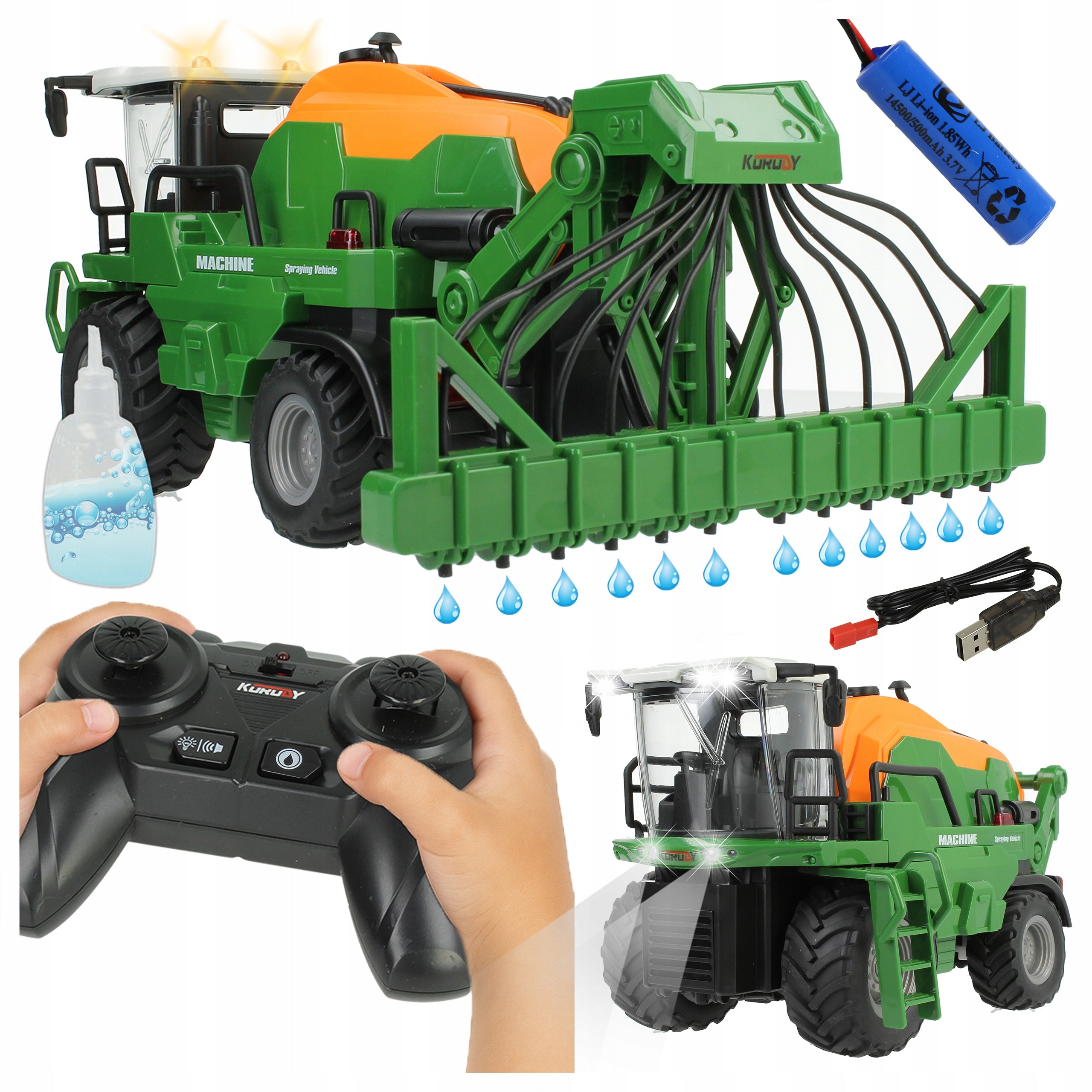 COMBINE HARVESTER REMOTE CONTROLLED SCALE 1:24 AGRICULTURAL MACHINE LED WATER SPRAYER
