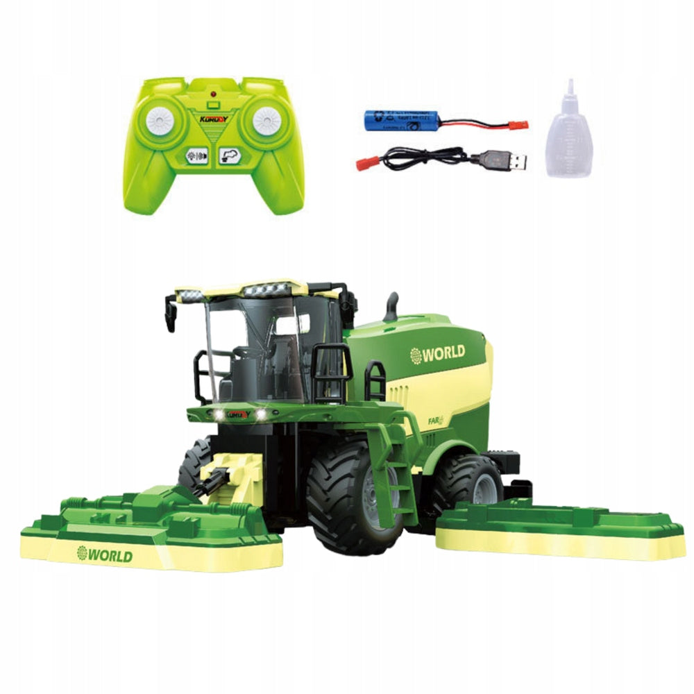 COMBINE HARVESTER WITH MOWERS STEAM EFFECT REMOTE CONTROLLED REMOTE CONTROL R/C GREEN