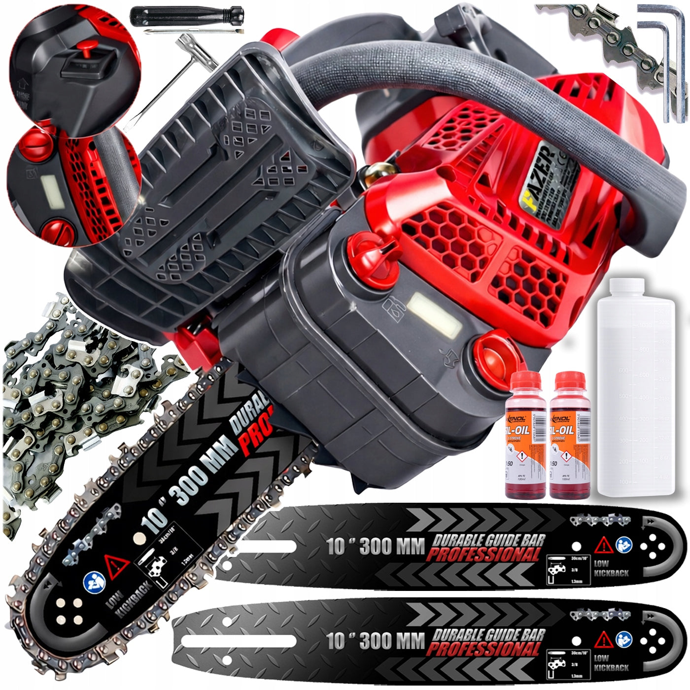 COMBUSTION SAW BRANCH CHAINSAW FOR BRANCHES x2 GUIDES SET