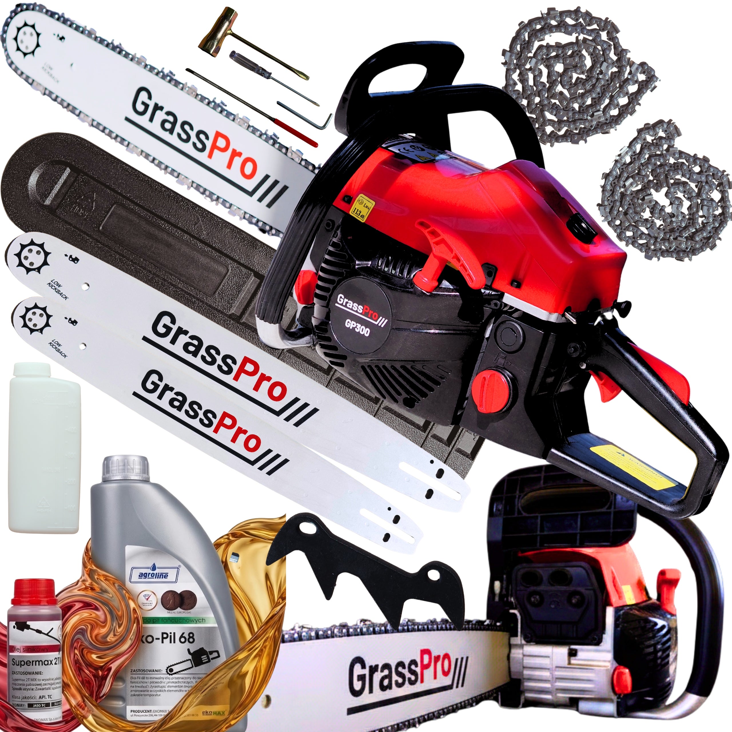 COMBUSTION SAW CHAINSAW STRONG 4KM SET XXL 2 x OIL + CHAIN